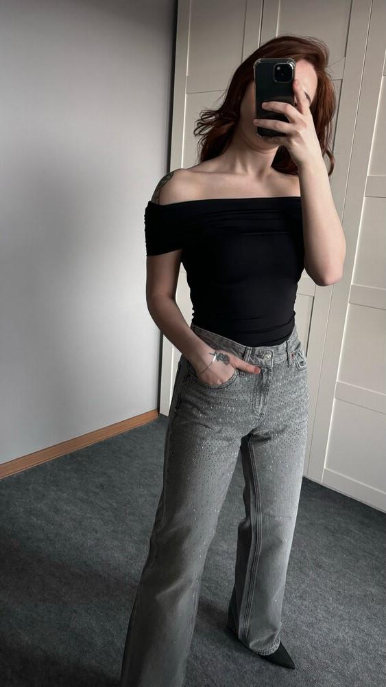 Zara Taşlı Jean Antrasit