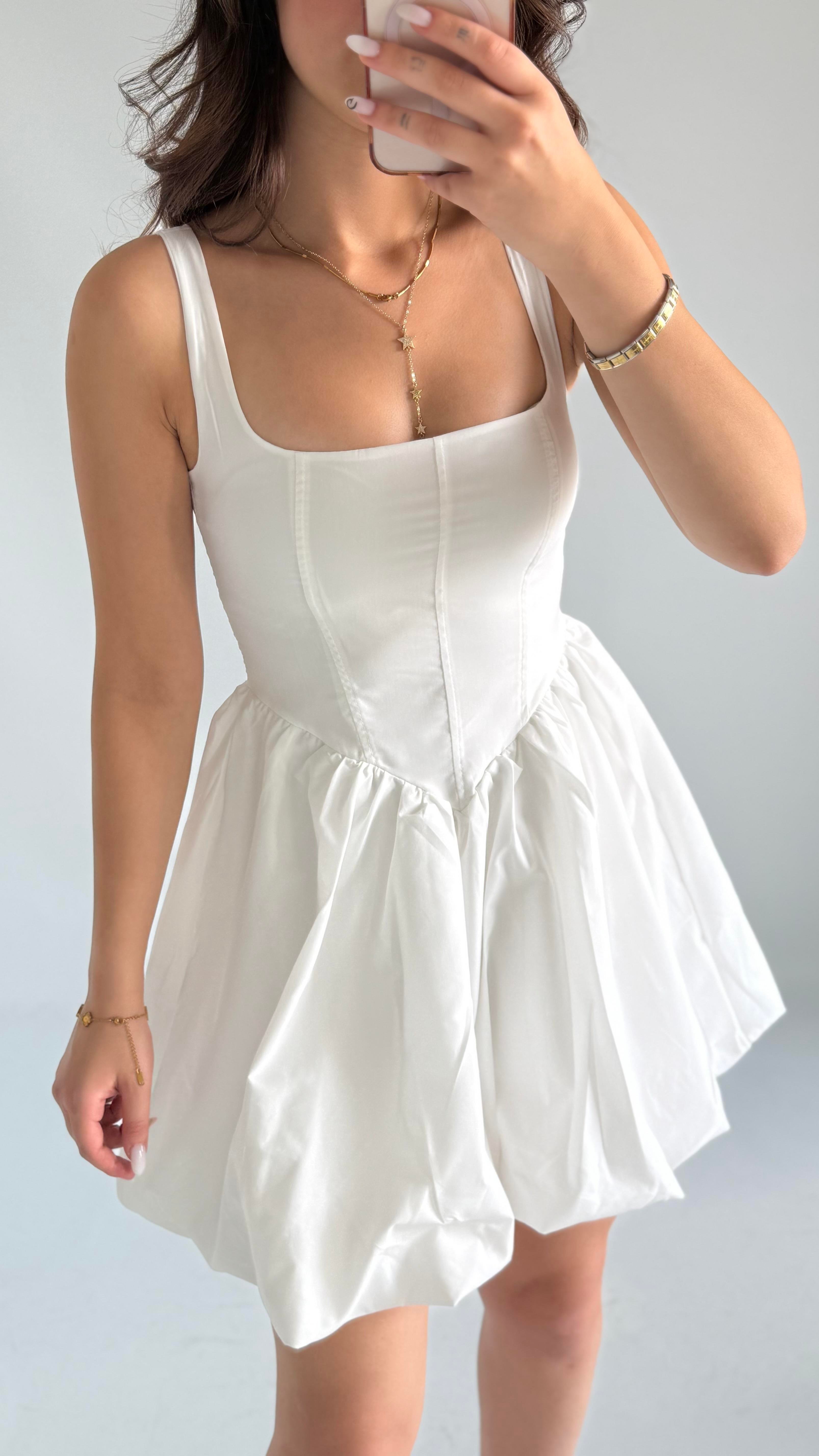 Zeri Balon Elbise Beyaz