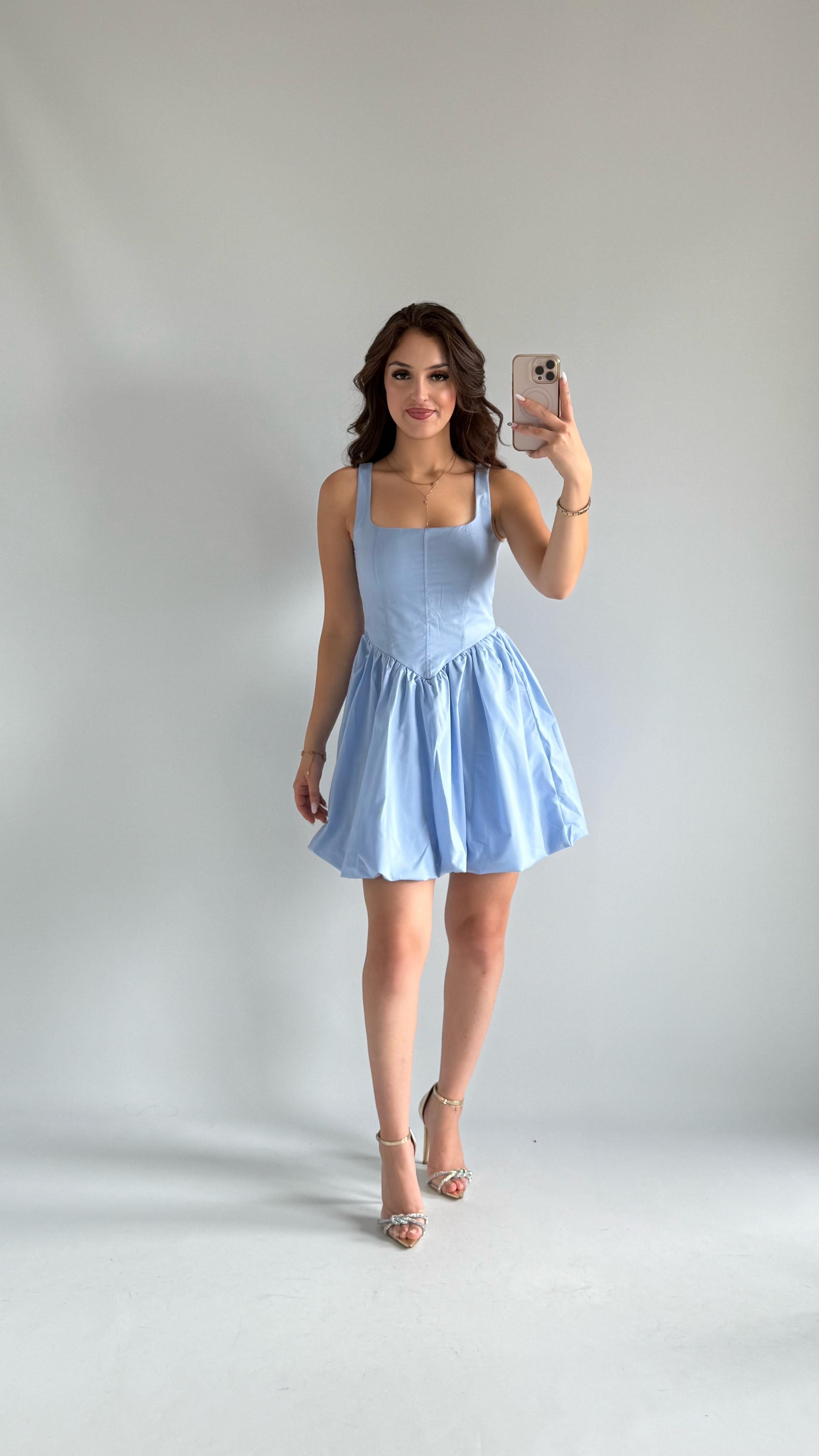 Zeri Balon Elbise Mavi