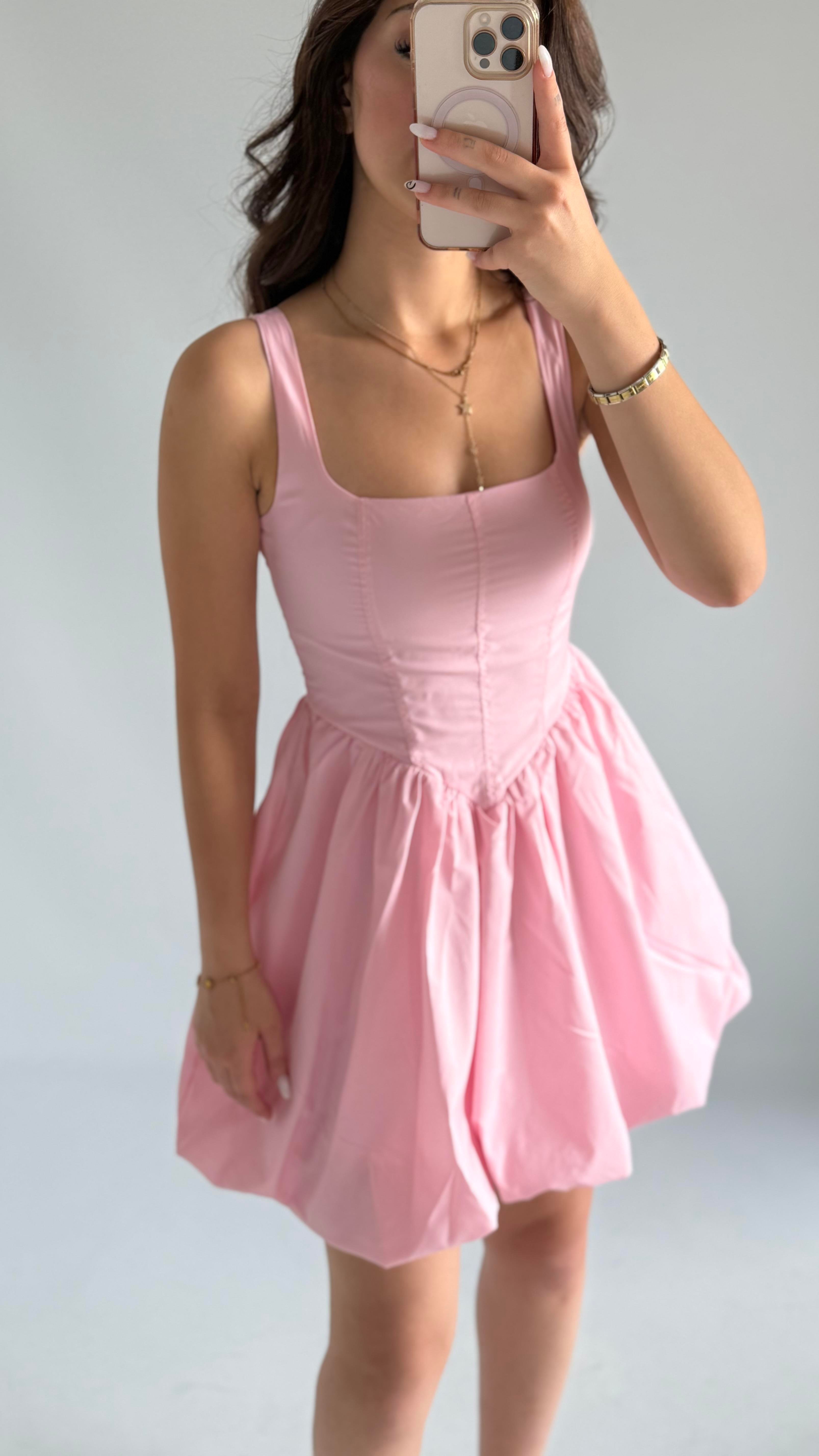 Zeri Balon Elbise Pembe