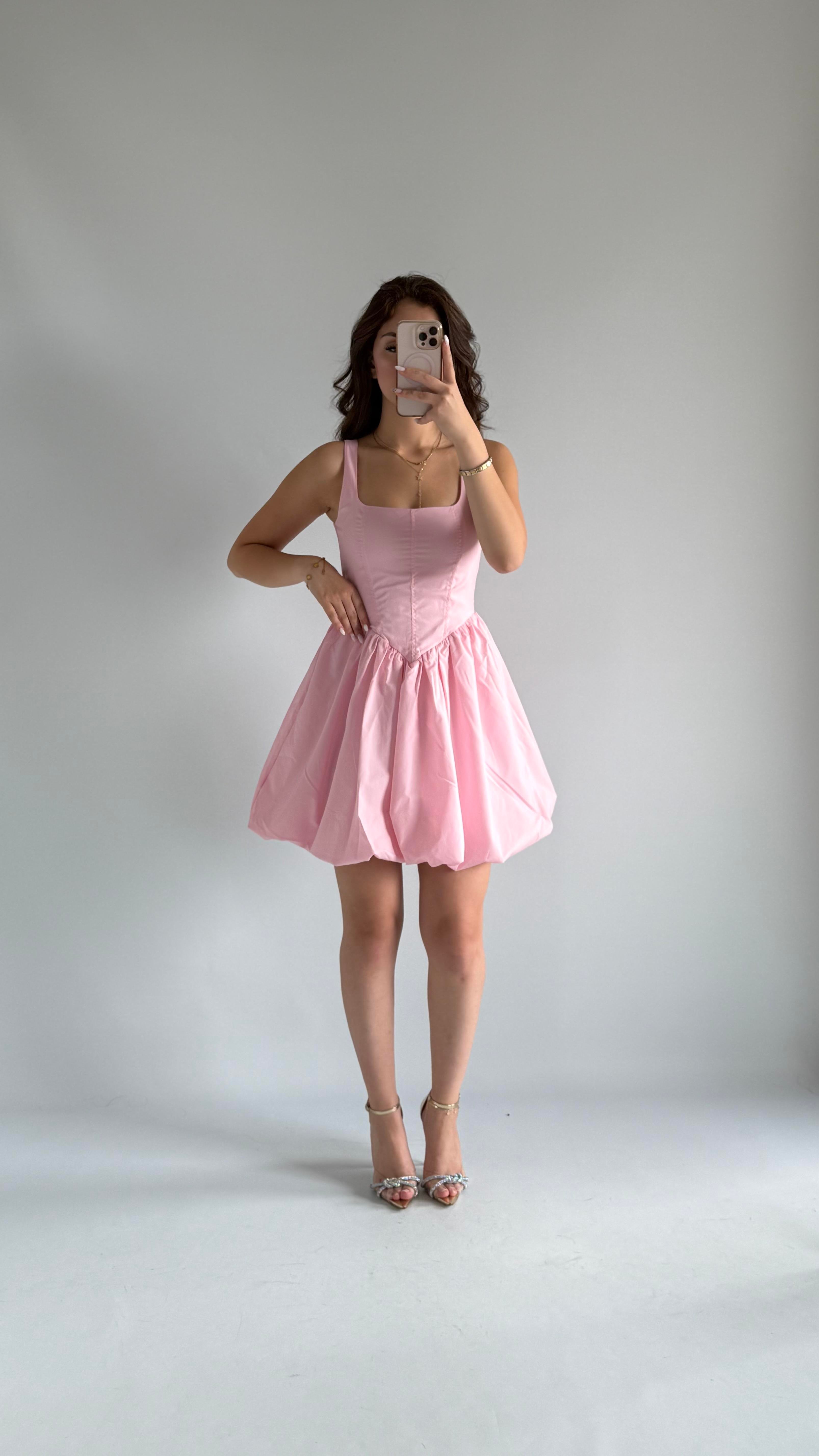 Zeri Balon Elbise Pembe
