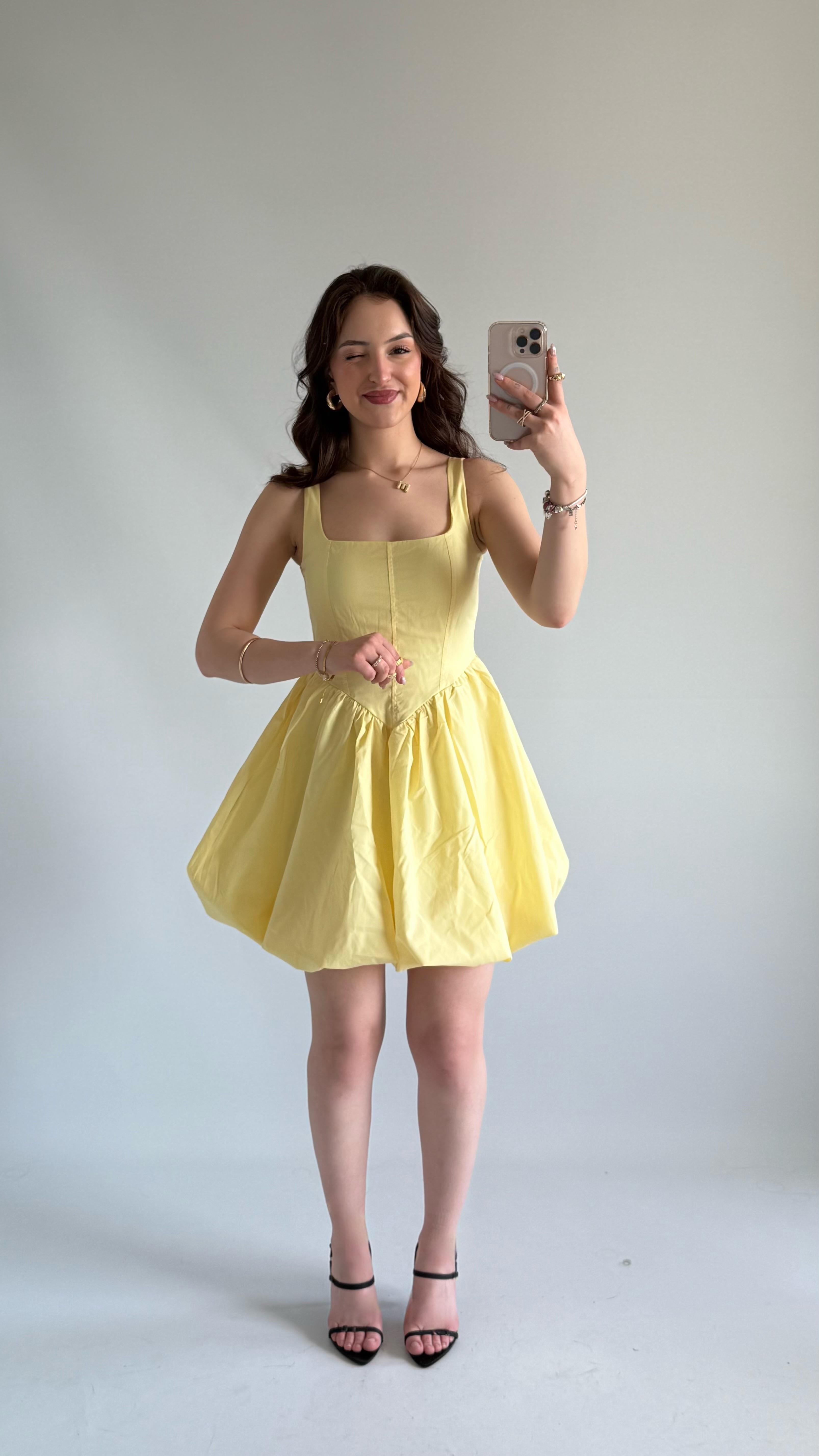 Zeri Balon Elbise Sarı