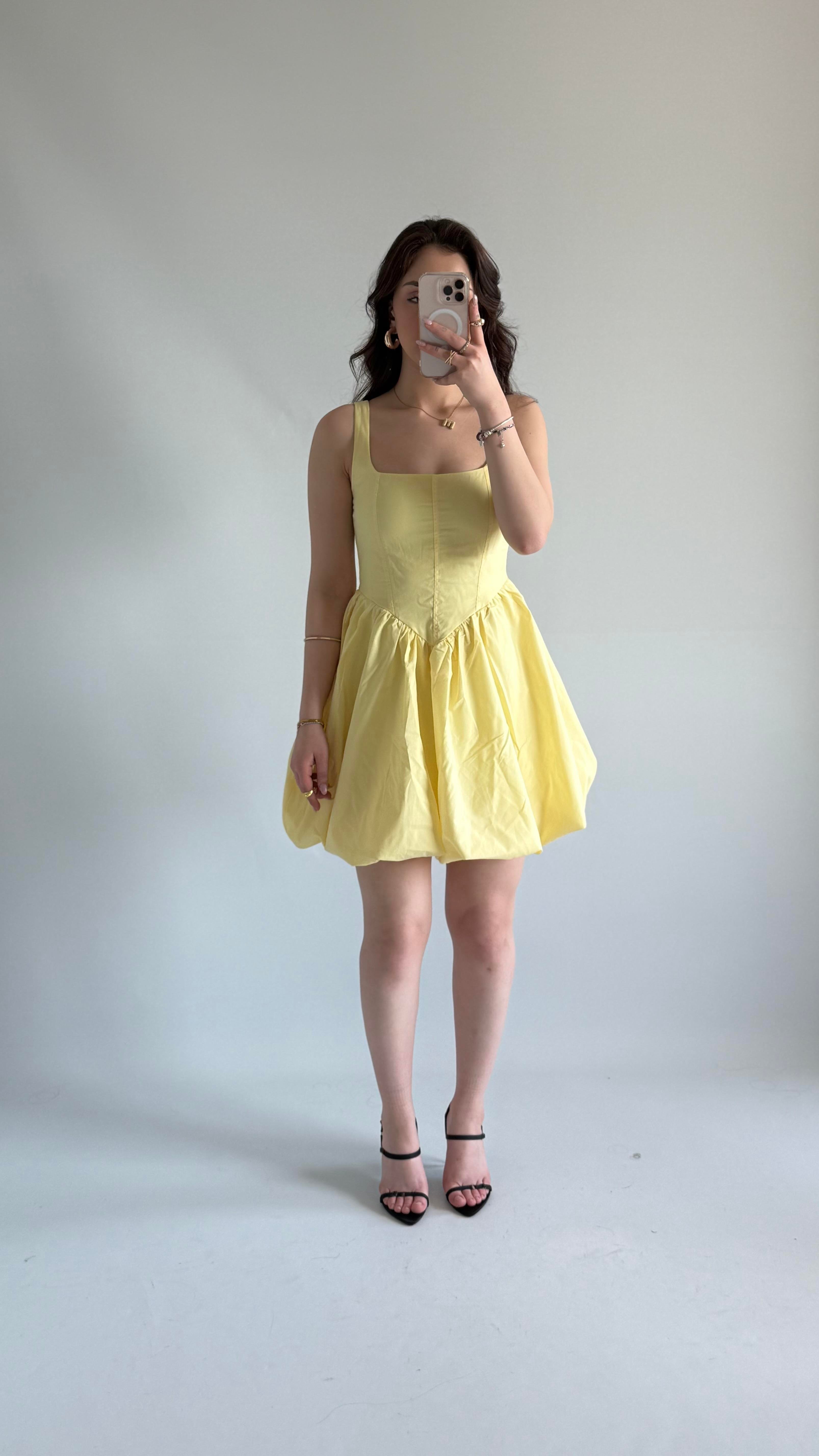 Zeri Balon Elbise Sarı