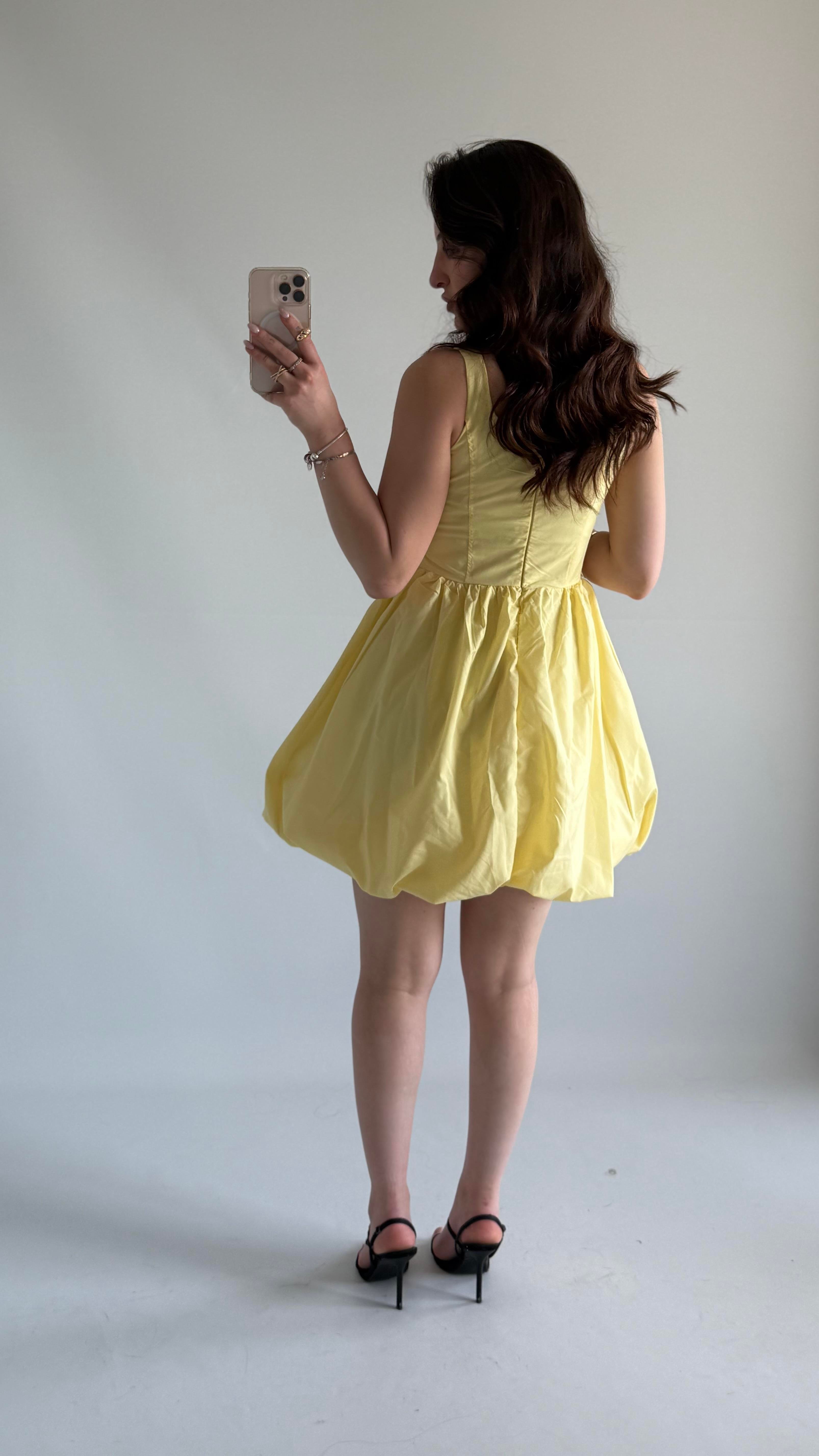 Zeri Balon Elbise Sarı