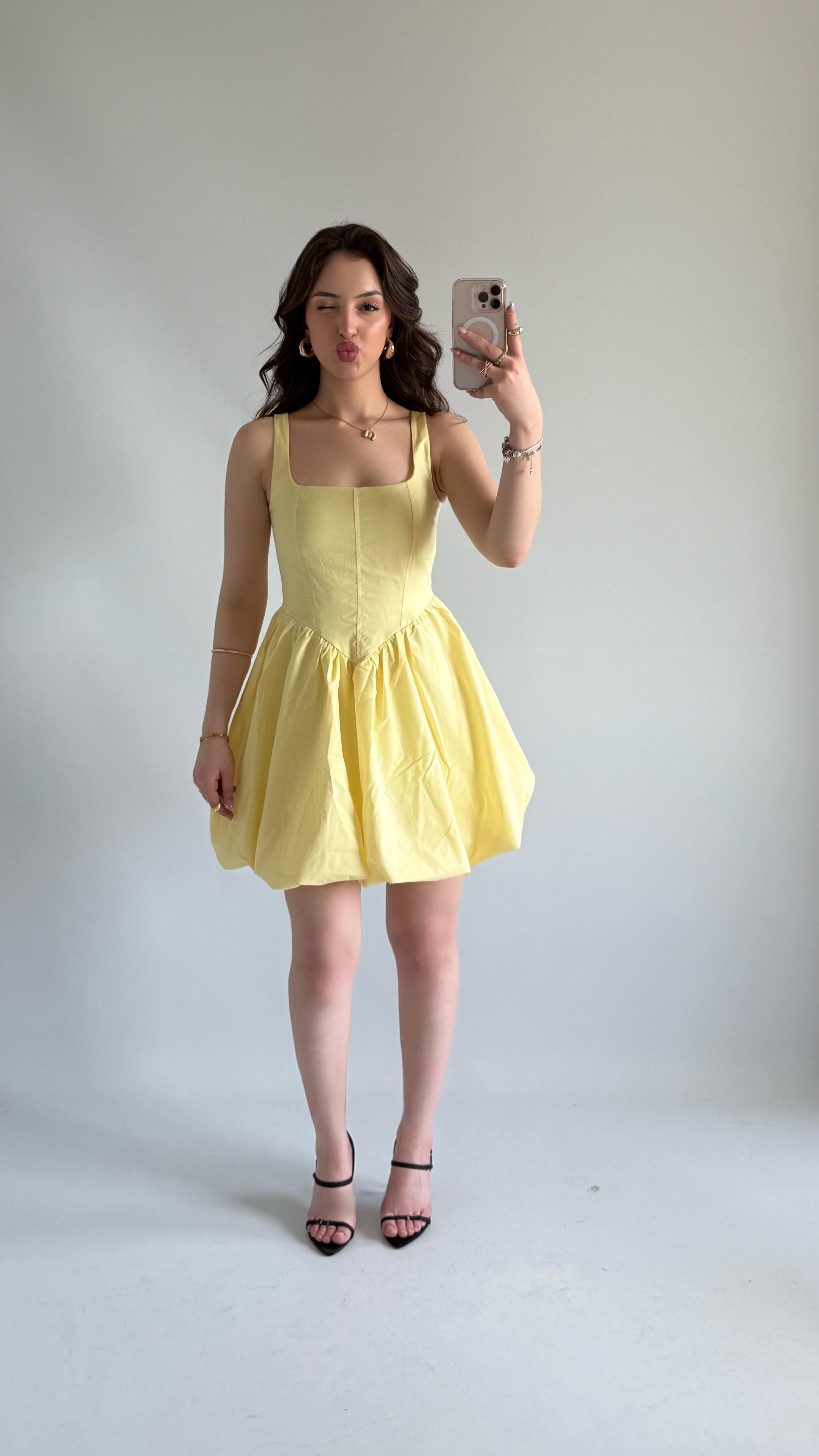 Zeri Balon Elbise Sarı