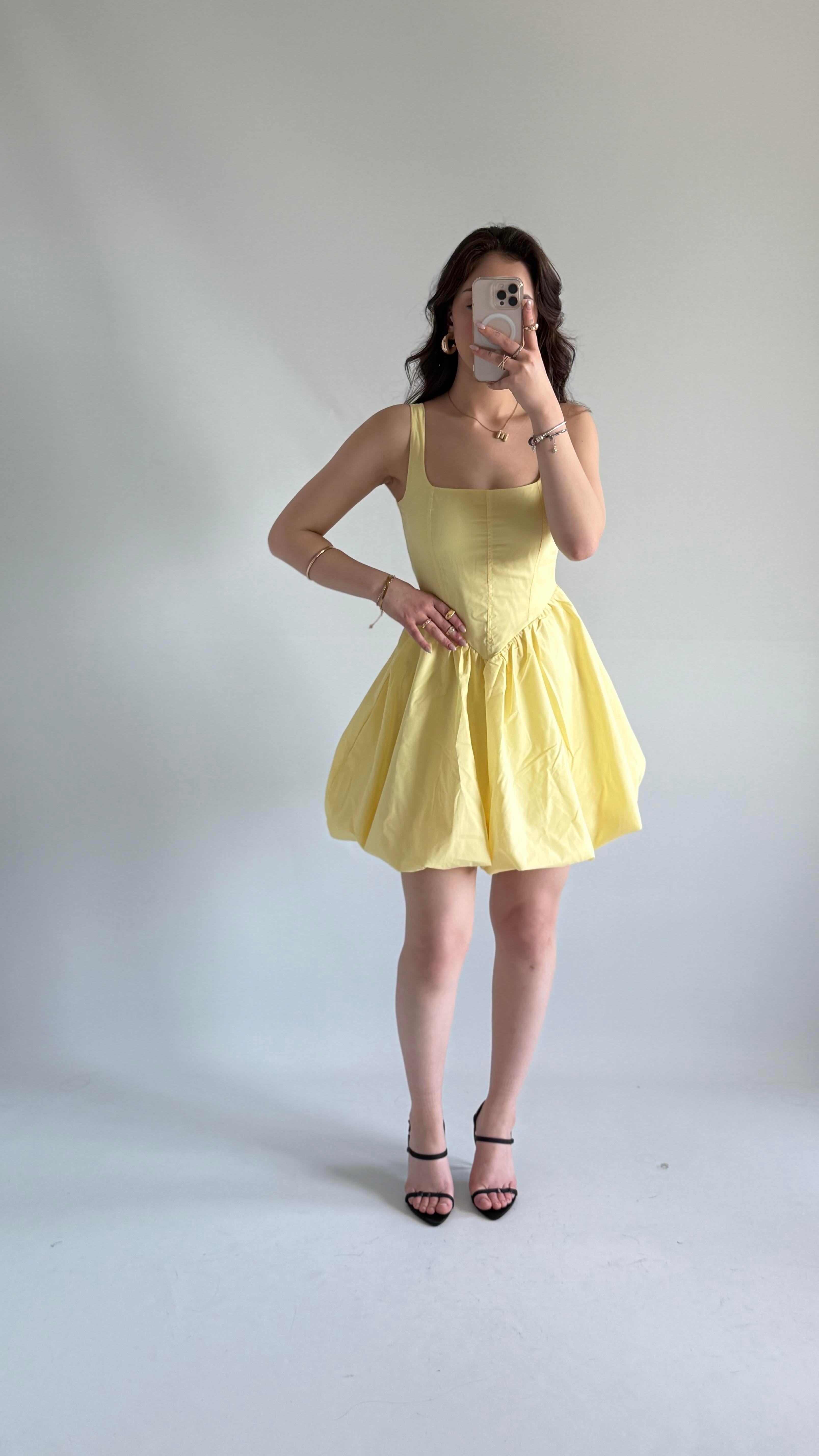 Zeri Balon Elbise Sarı