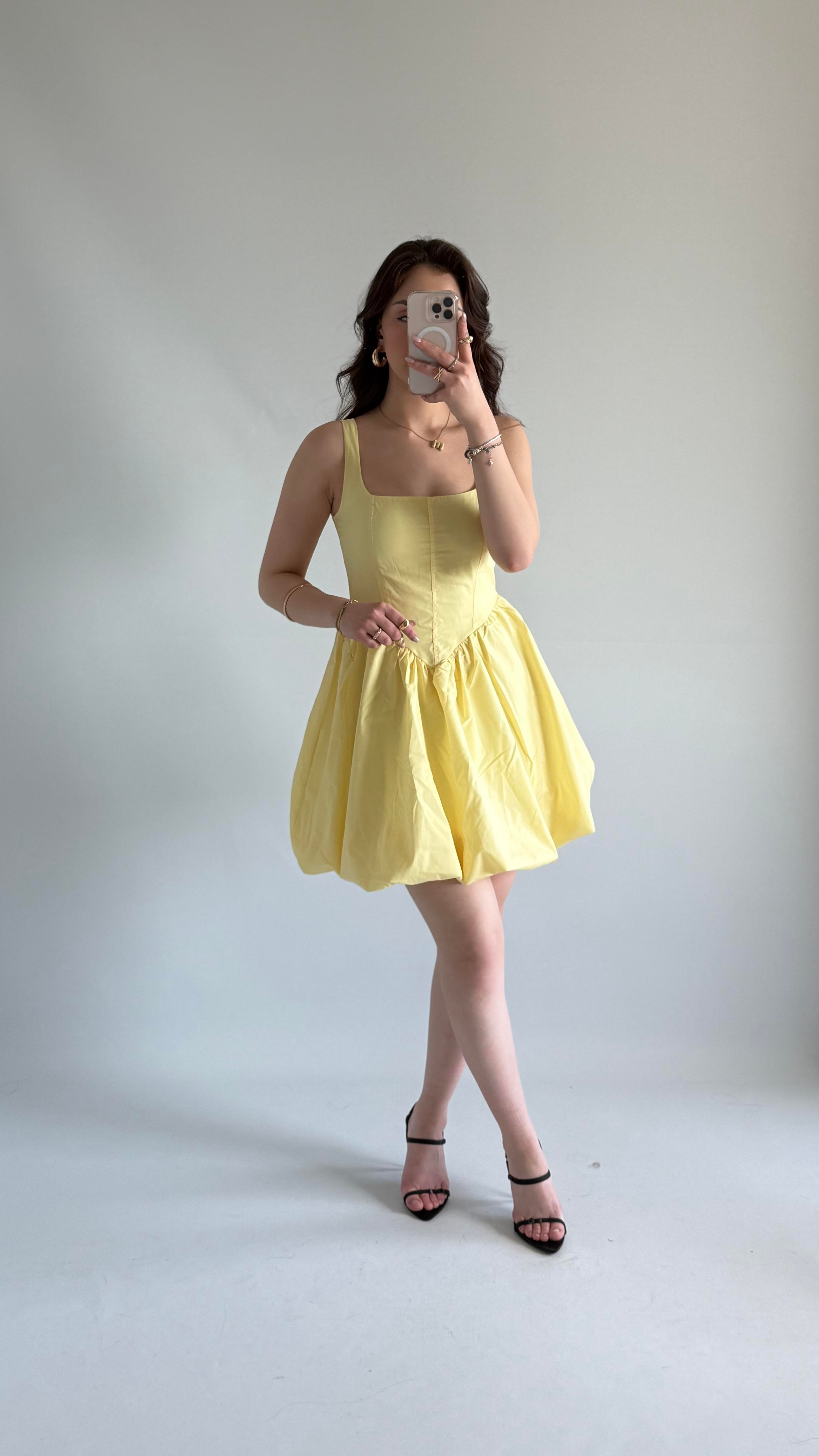 Zeri Balon Elbise Sarı