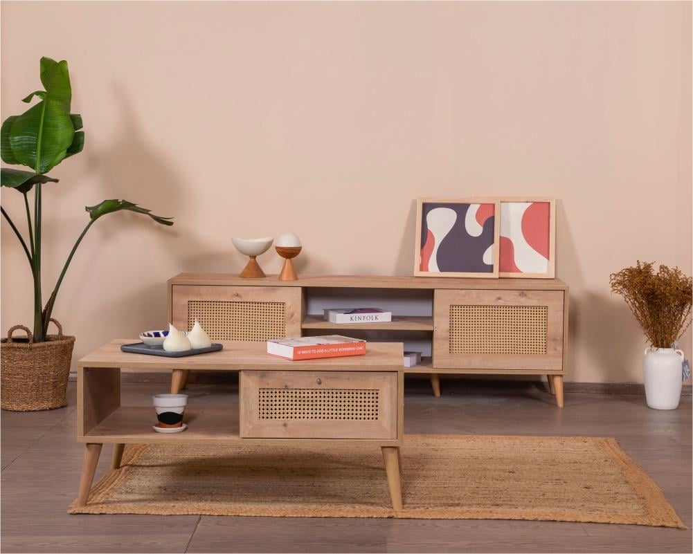 CALVİN HAZERAN 180CM TV ÜNİTESİ VE HAZERAN ORTA SEHPA 