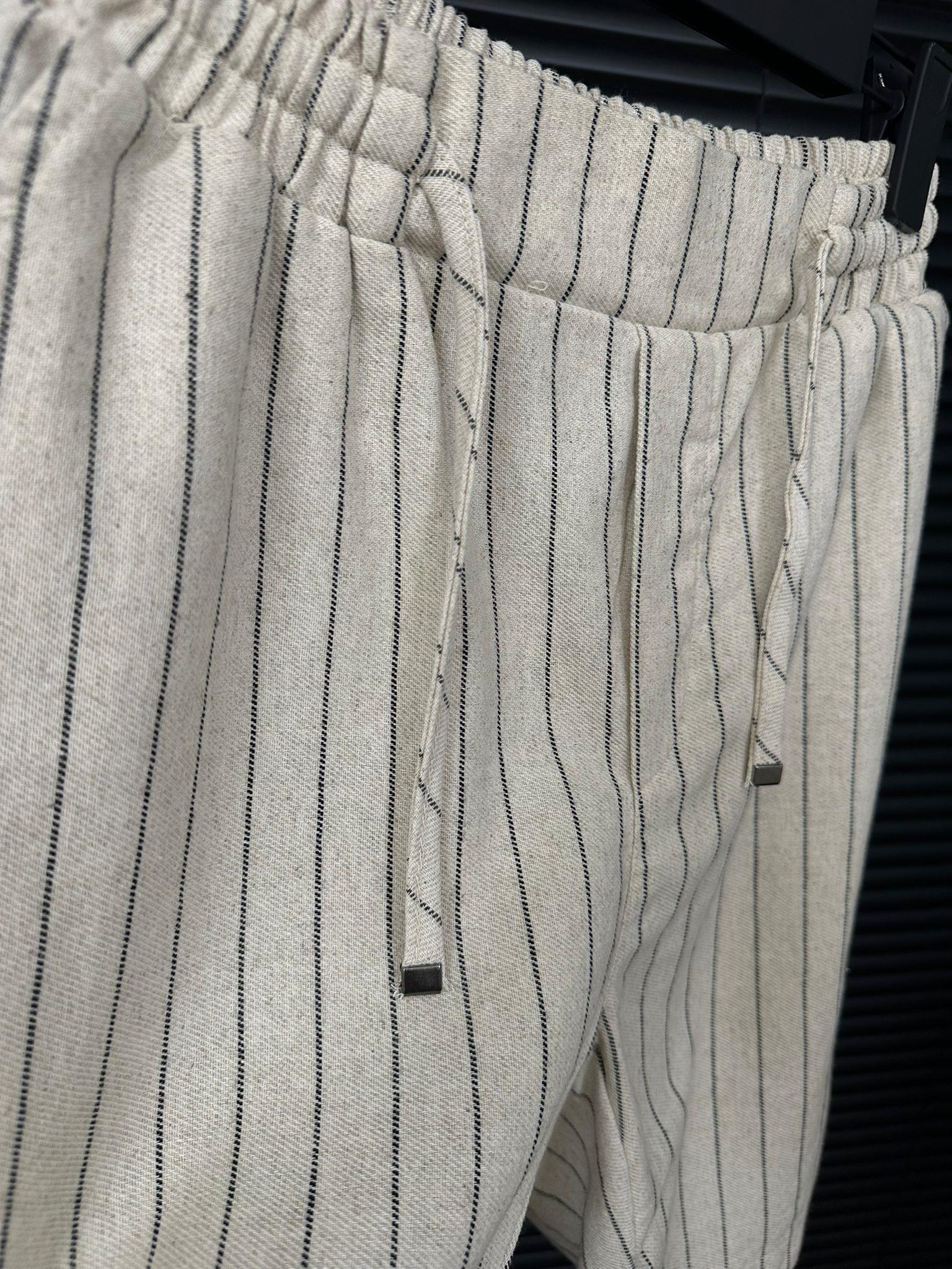 Çizgili Bel Lastikli %100 Cotton Şort