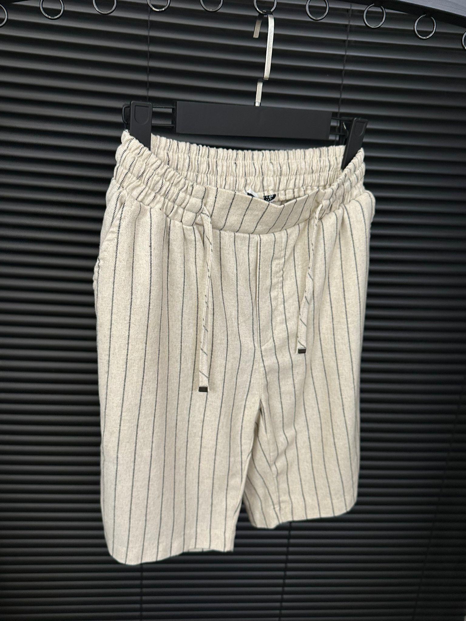 Çizgili Bel Lastikli %100 Cotton Şort