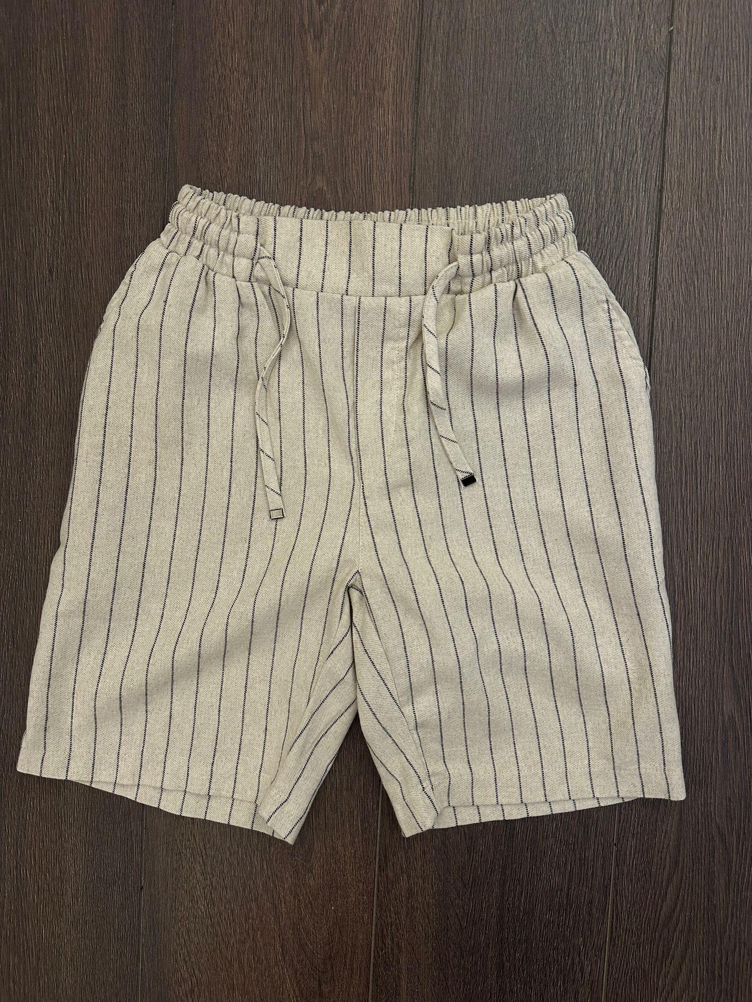 Çizgili Bel Lastikli %100 Cotton Şort