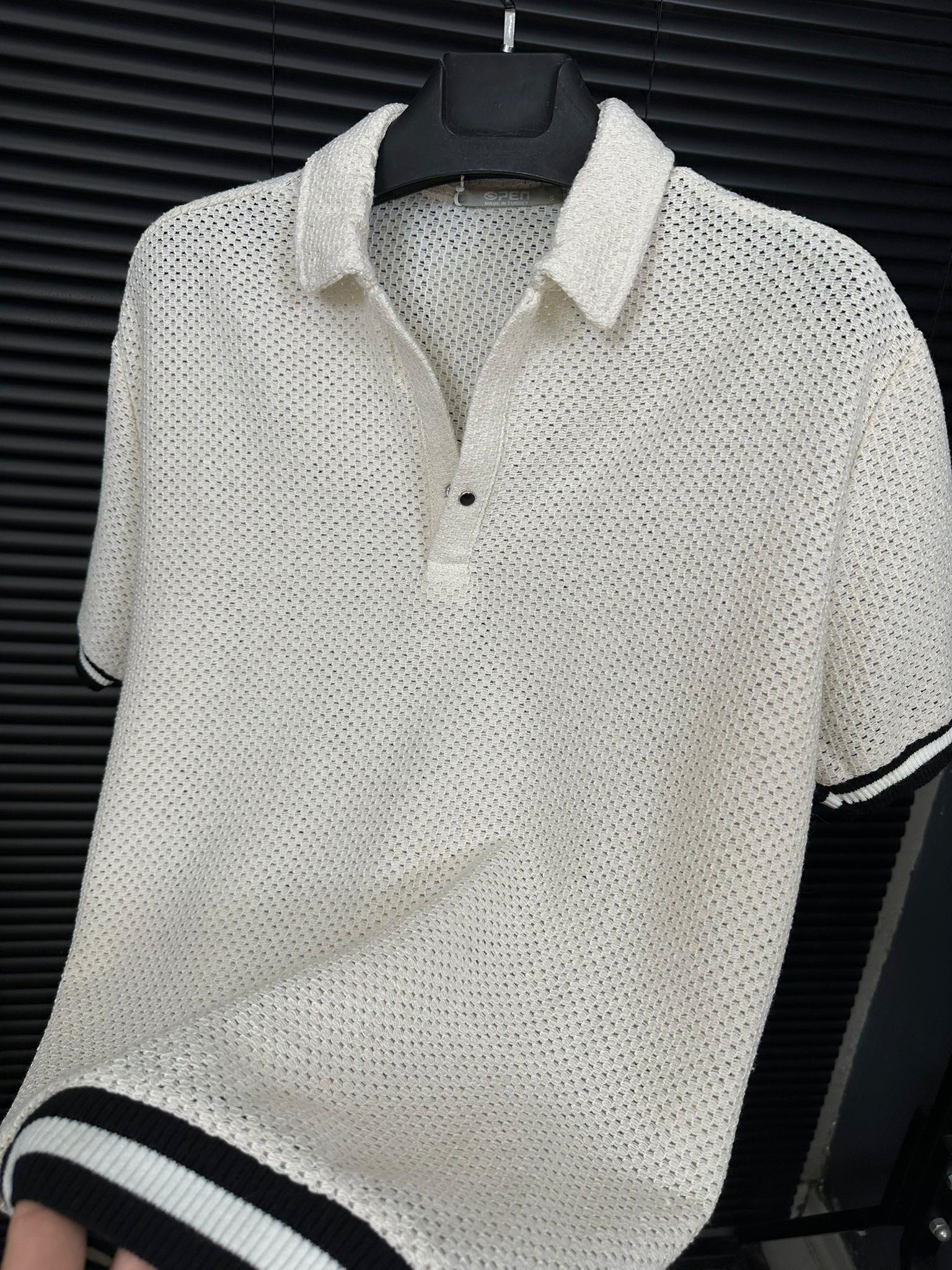 Çizgili Ribanalı Polo Yaka T-Shirt
