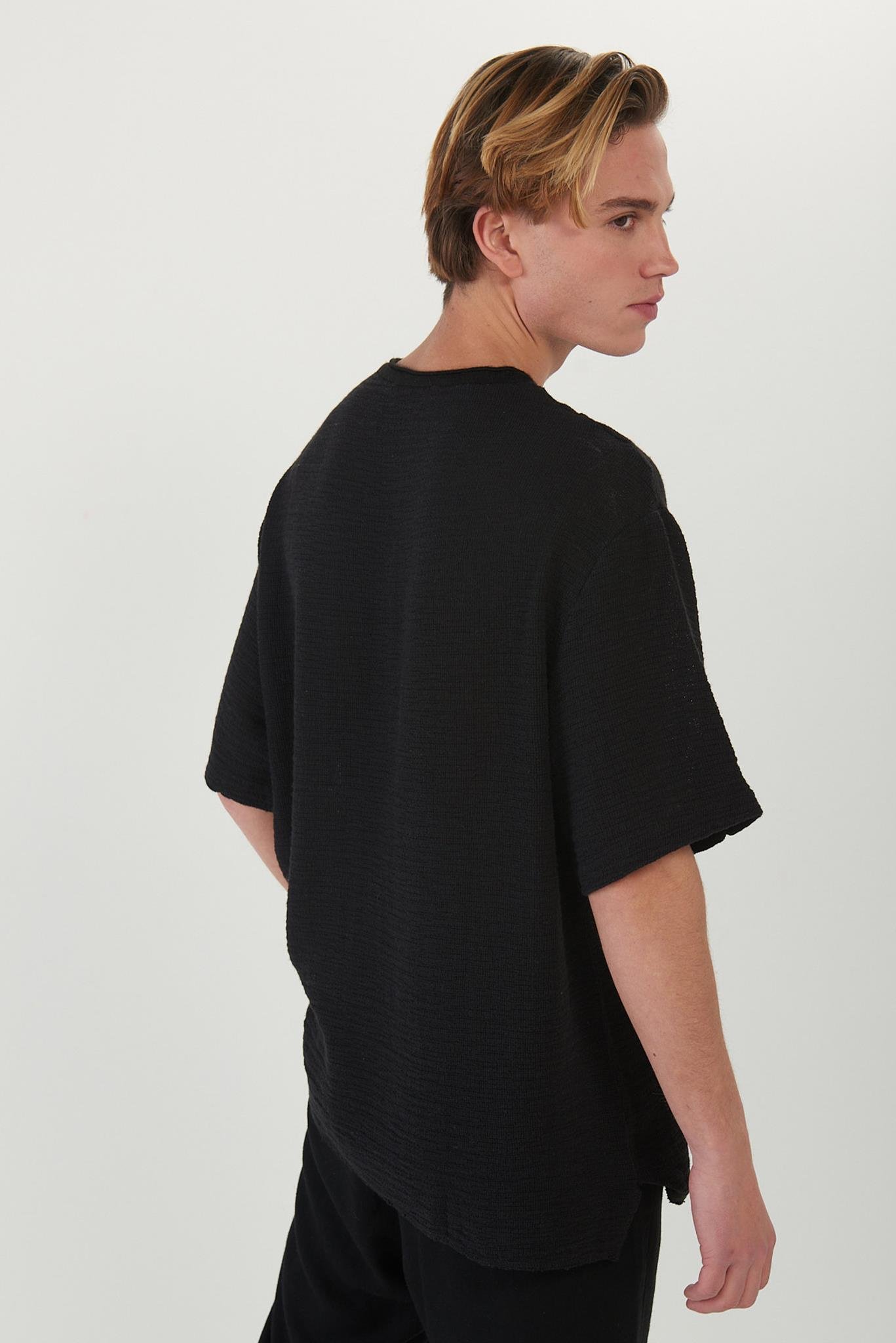 Dantel Cep Baskılı Örgü T-Shirt