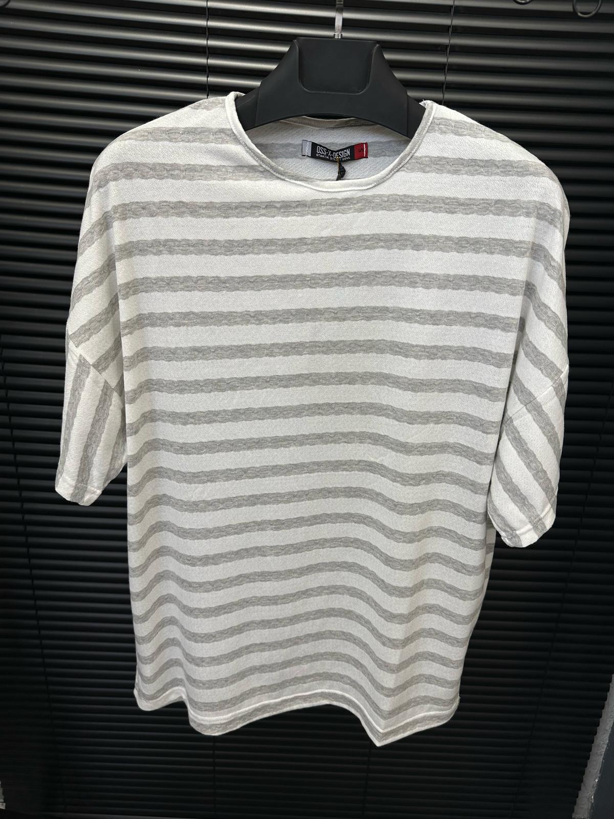 Jakar Çizgili Örme T-Shirt