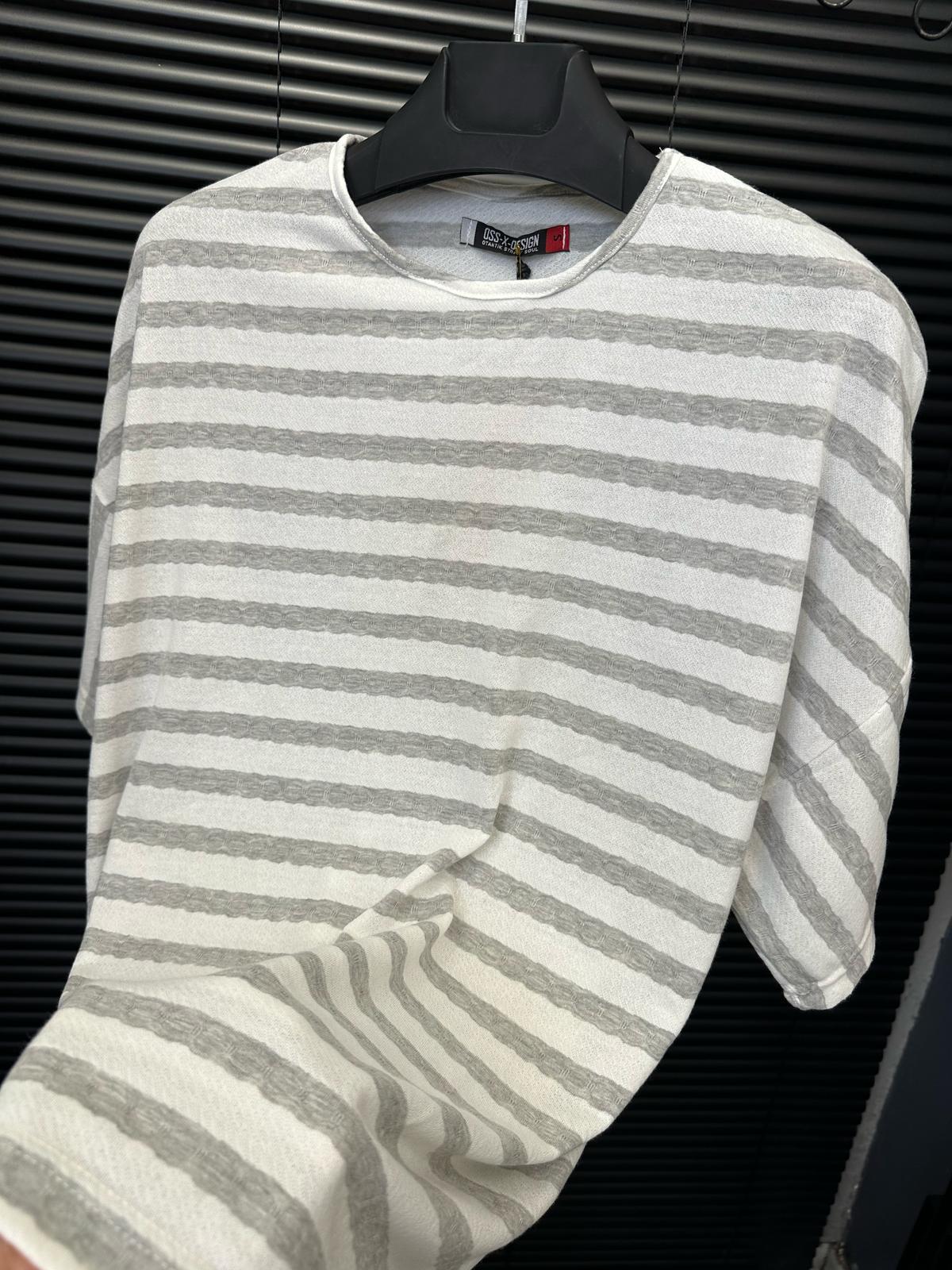 Jakar Çizgili Örme T-Shirt