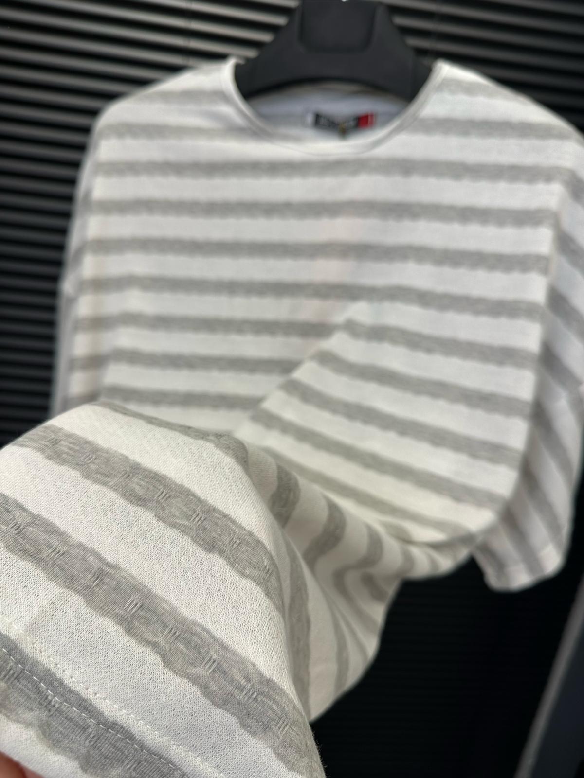 Jakar Çizgili Örme T-Shirt