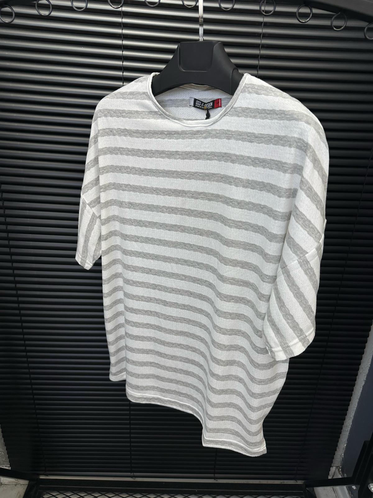 Jakar Çizgili Örme T-Shirt