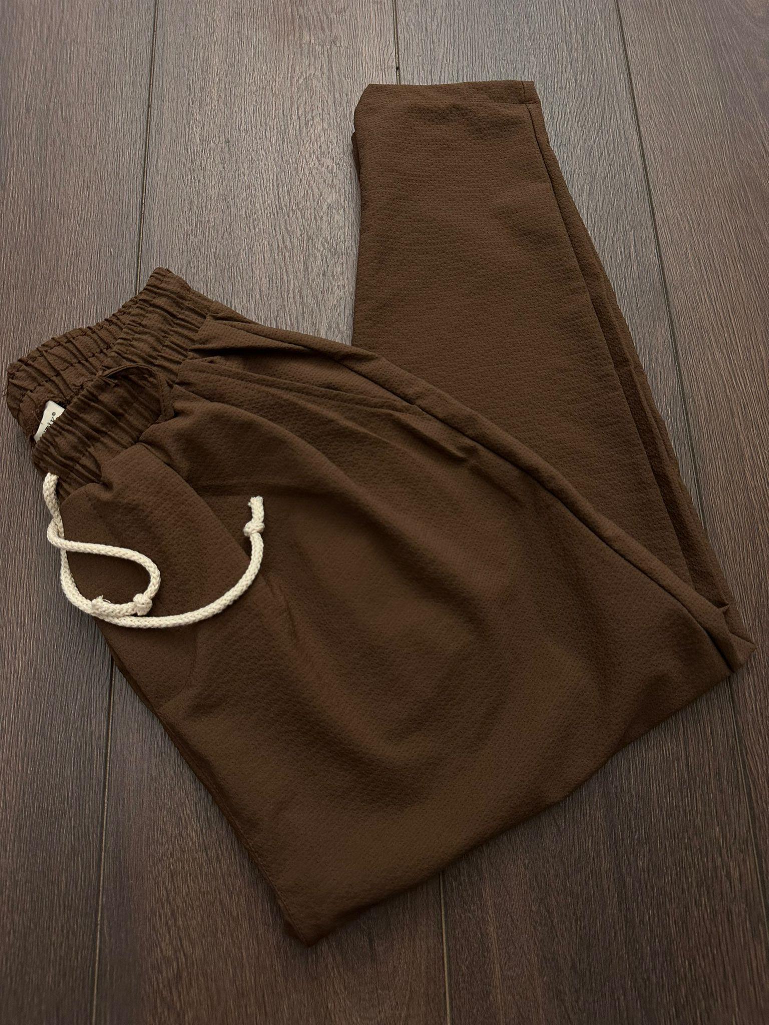 Kapgan Bel Lastikli Baggy Pantolon - Bej