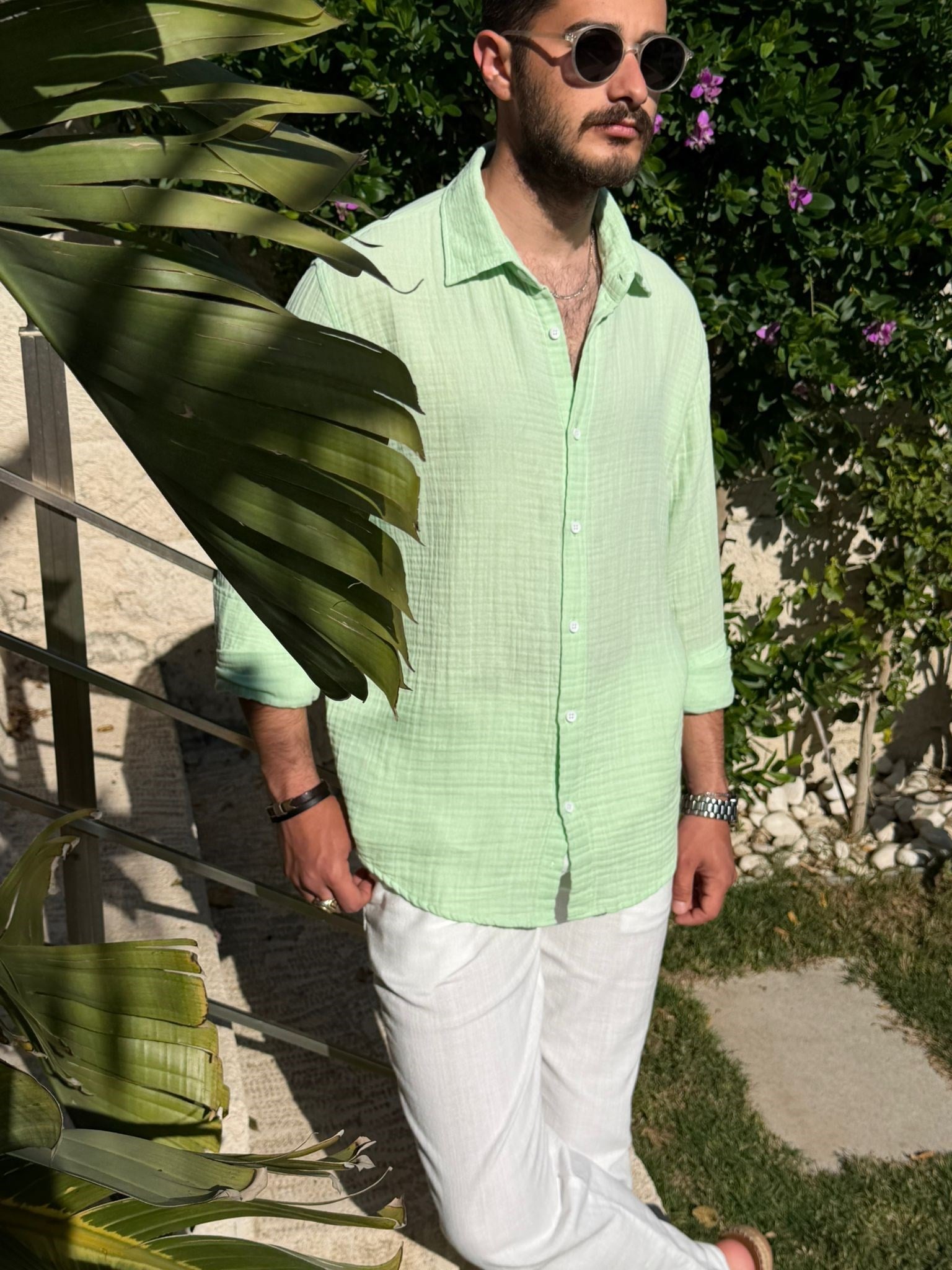 Mikonos Cep Detaylı Basic Müslin Gömlek