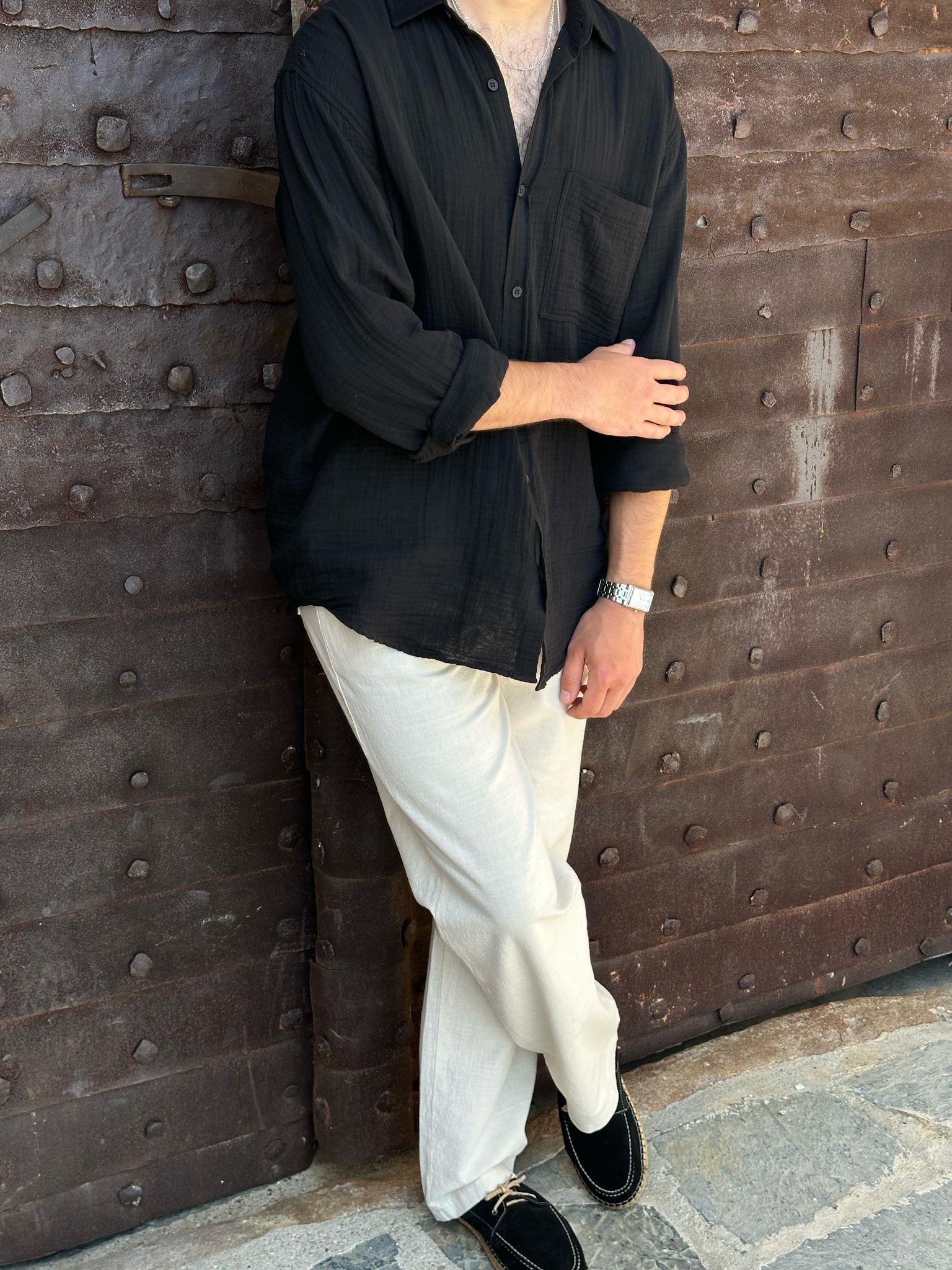 Mikonos Cep Detaylı Basic Müslin Gömlek