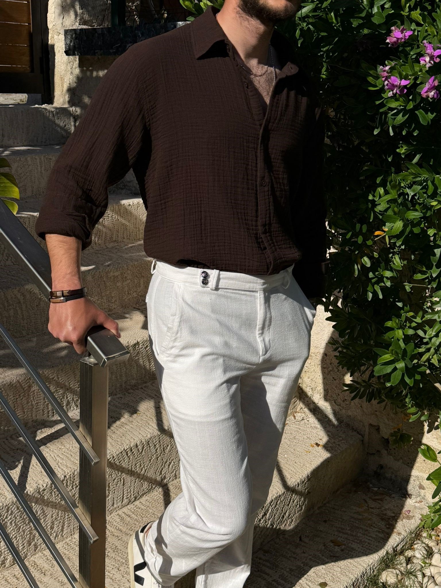 Mikonos Cep Detaylı Basic Müslin Gömlek