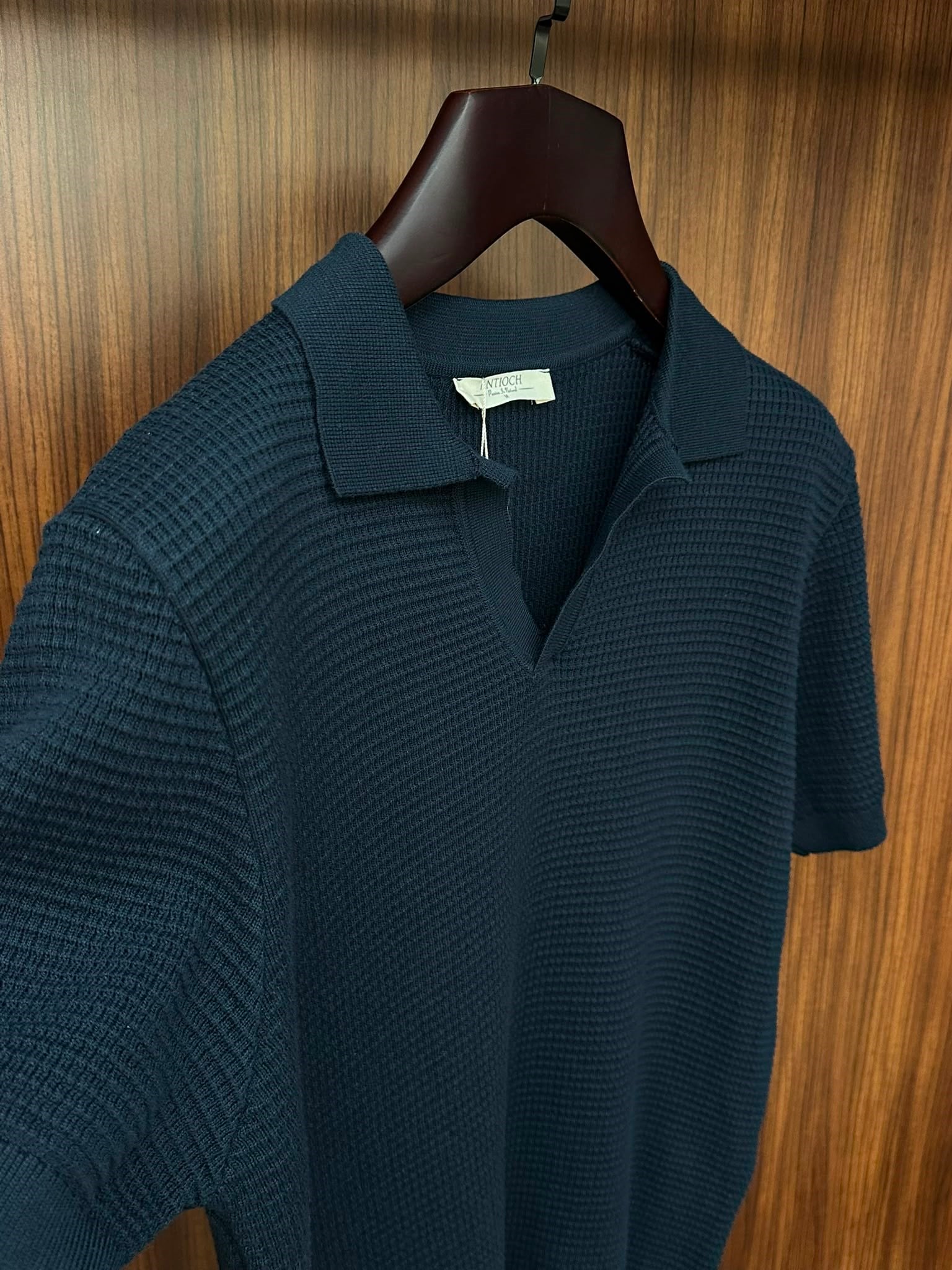 Pirinç Örme Yakalı Triko T-Shirt