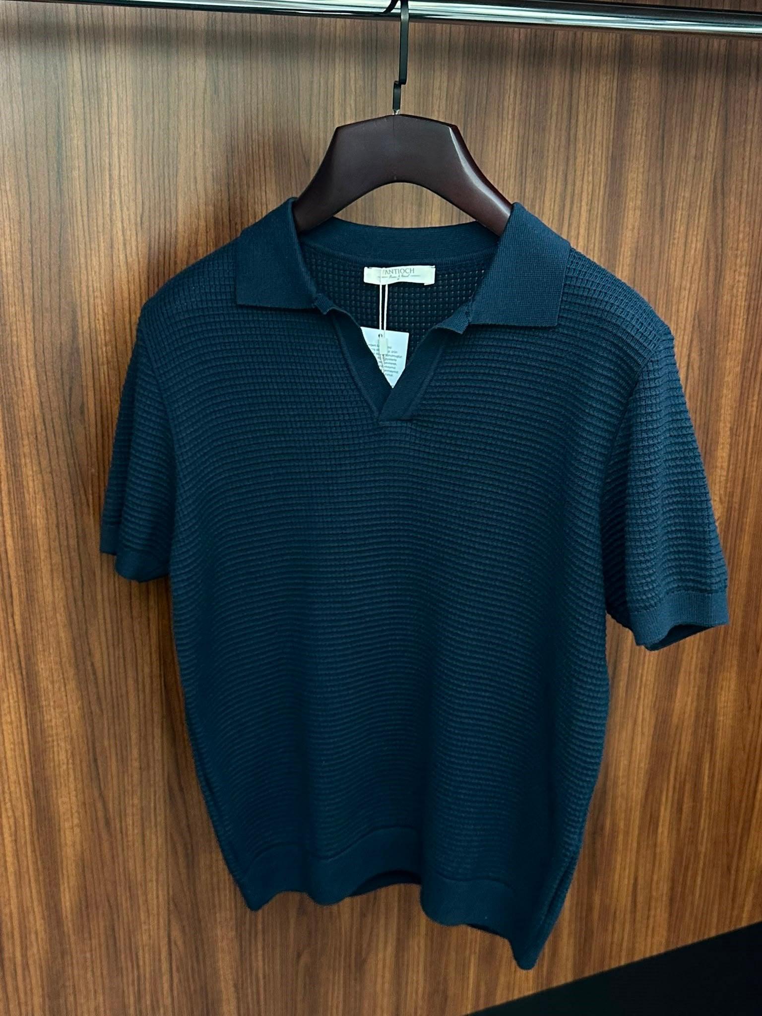 Pirinç Örme Yakalı Triko T-Shirt