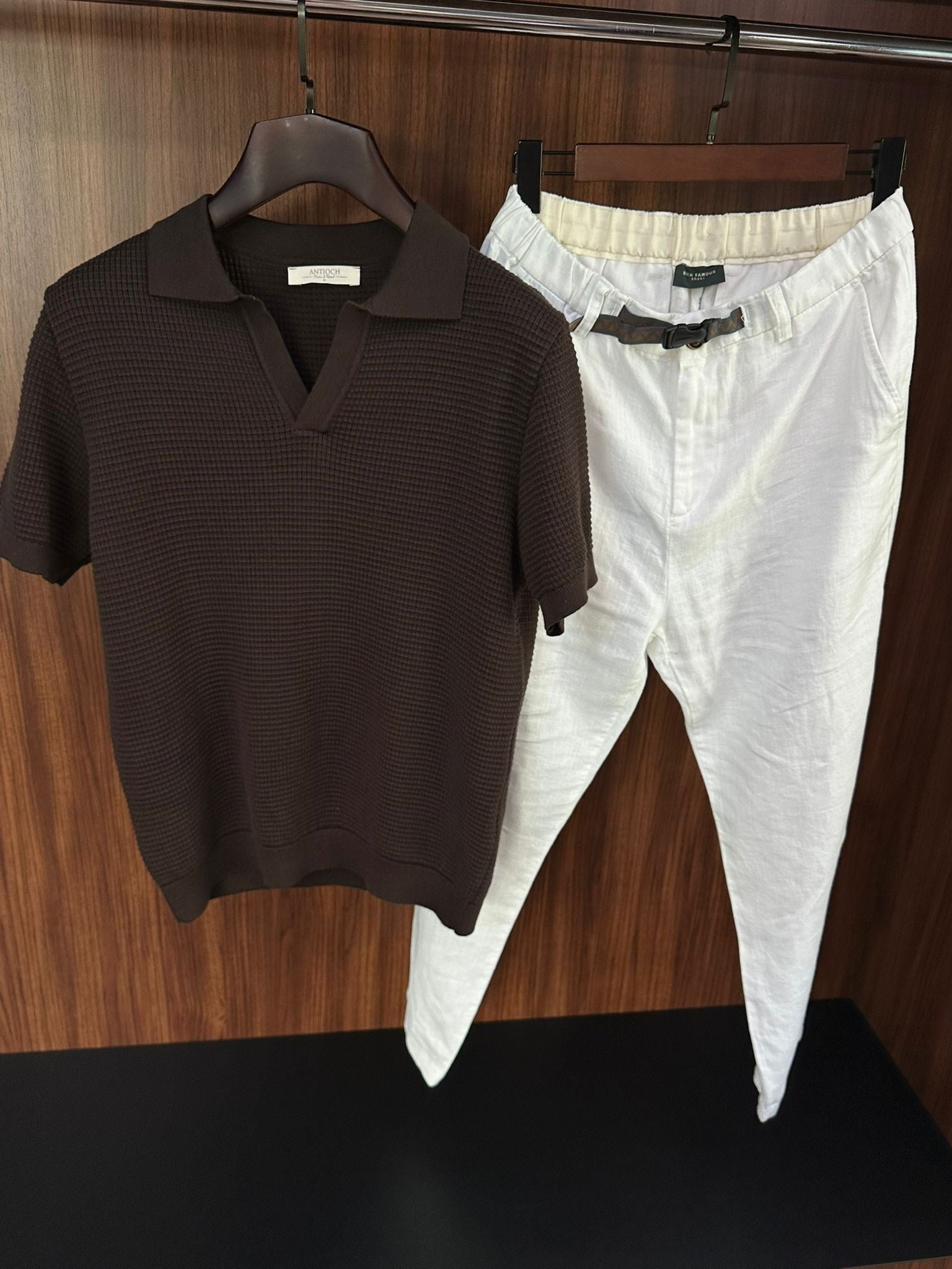 Pirinç Örme Yakalı Triko T-Shirt