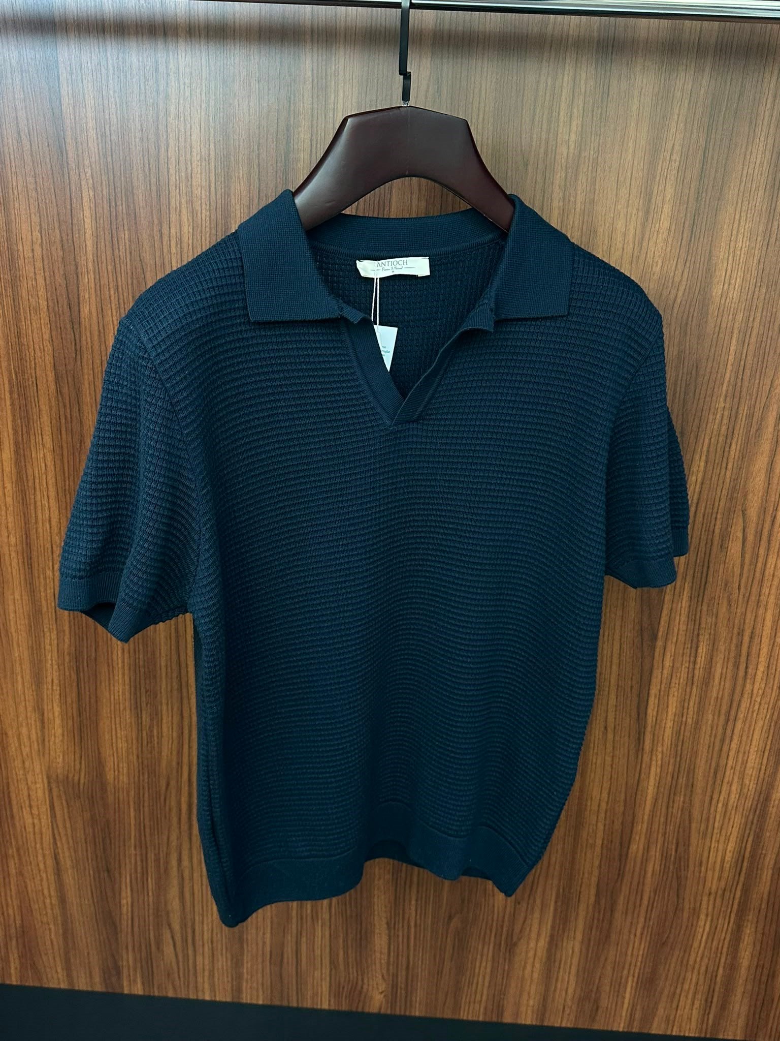 Pirinç Örme Yakalı Triko T-Shirt