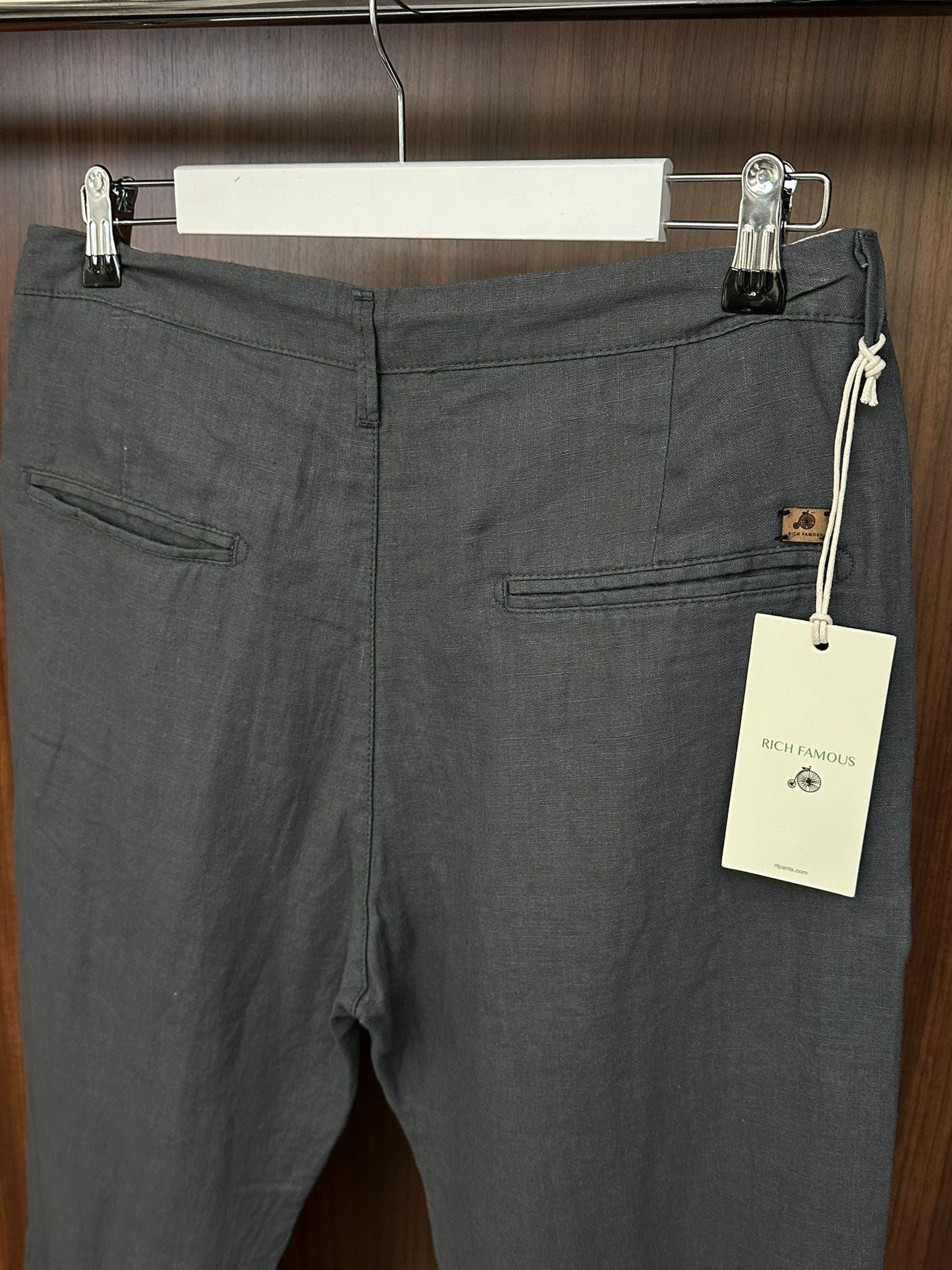 Saf Keten Beli Lastikli İpli Pantolon