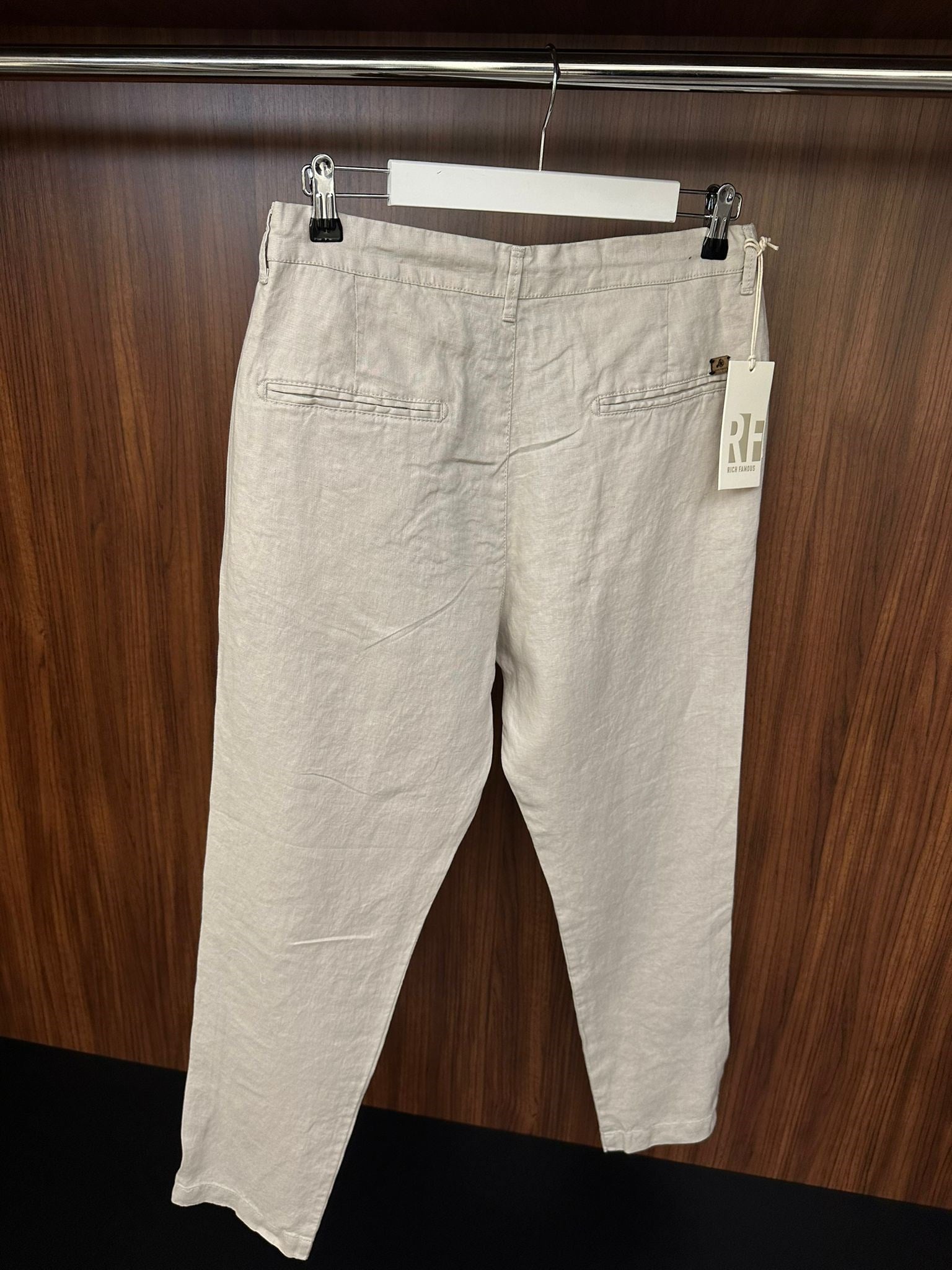 Saf Keten Beli Lastikli İpli Pantolon