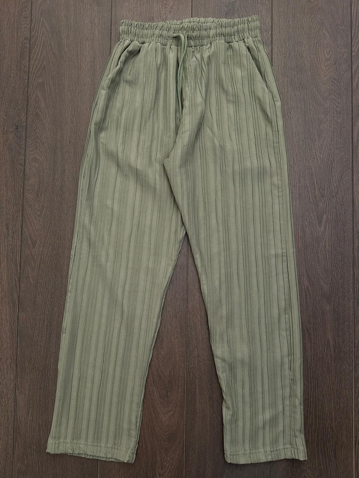 Tonaton Çizgili Baggy Jogger Pantolon - Beyaz