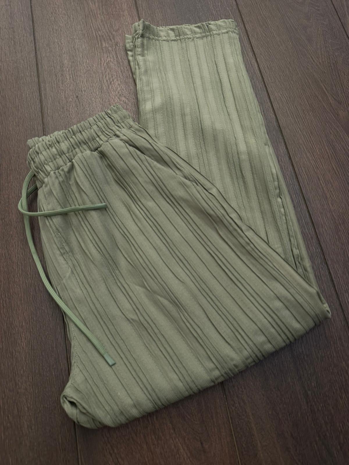Tonaton Çizgili Baggy Jogger Pantolon - Beyaz