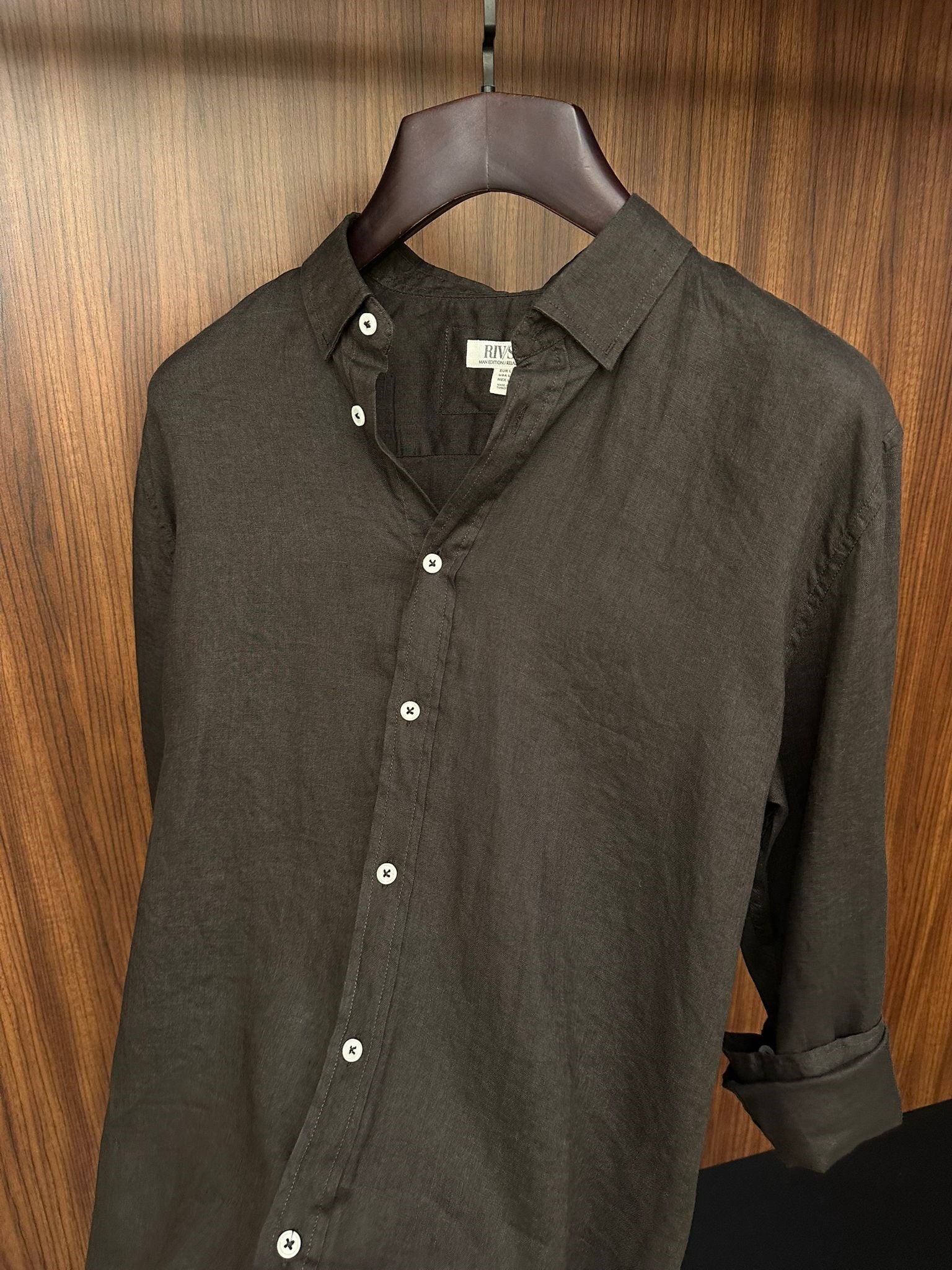 Yakalı Relax Fit Basic %100 Saf Keten Gömlek