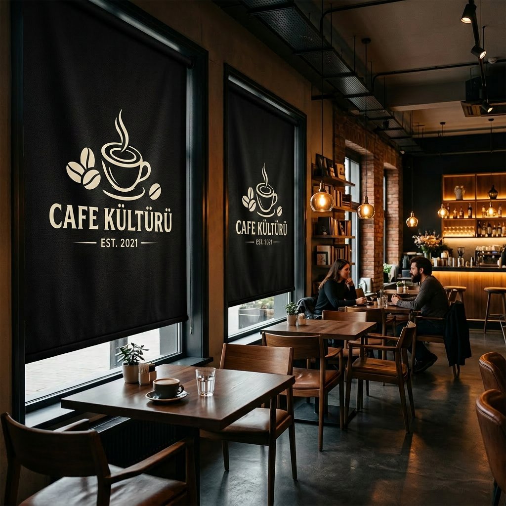 Logolu Cafe Stor Perde