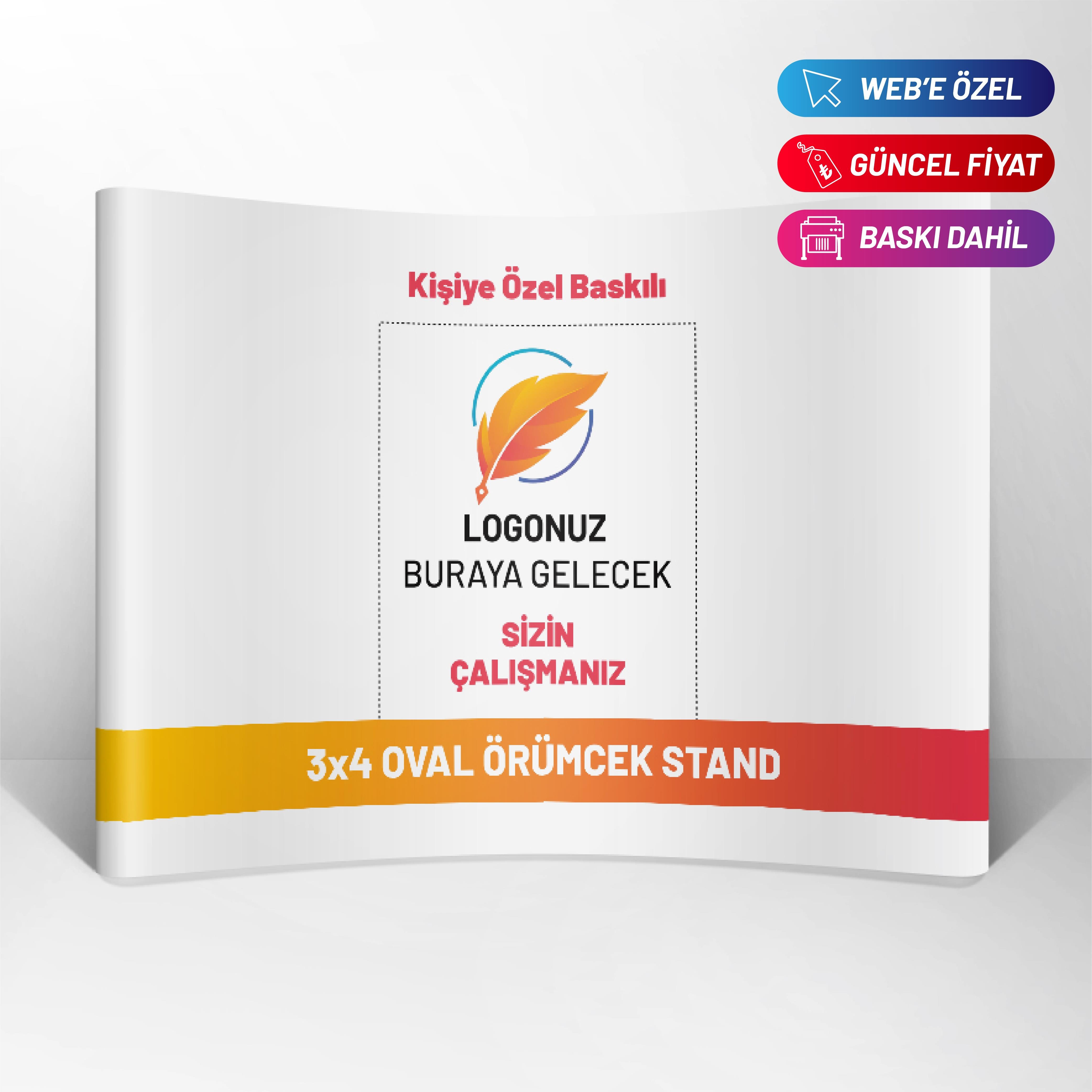 Örümcek Stand 4 Panel Oval 3×4 – Geniş Tanıtım Alanlı Fuar Standı – Bayraksan Tekstil