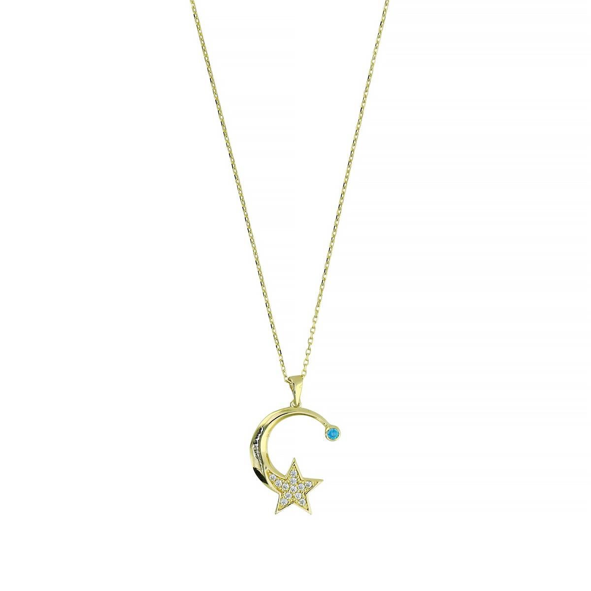 14 Ayar Altın Ayyıldız Kolye  -  0201265