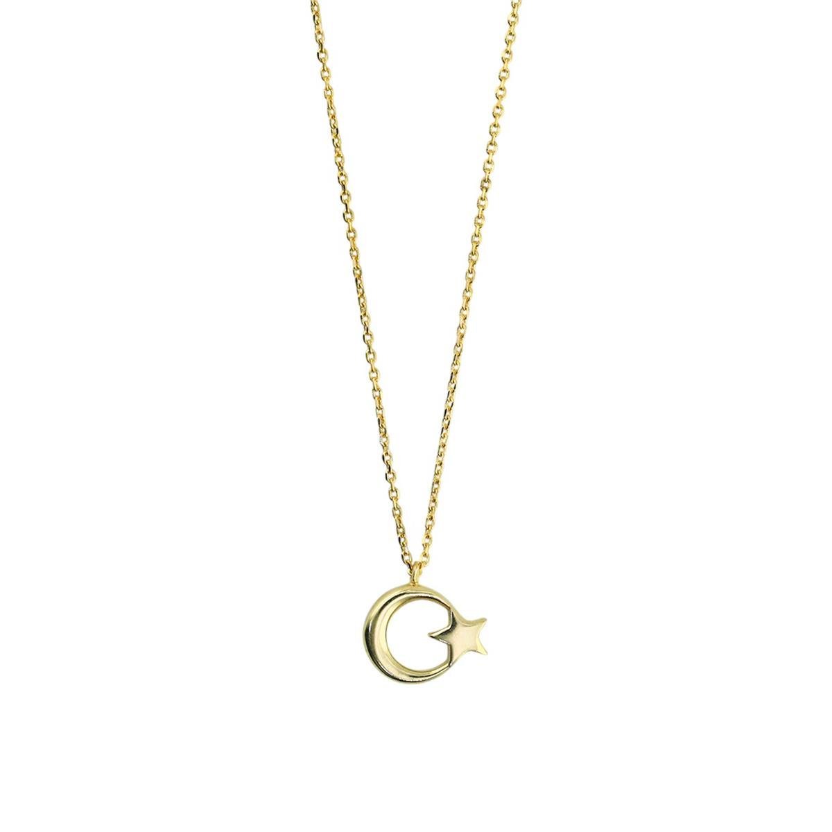 14 Ayar Altın Ayyıldız Kolye  -  0202242