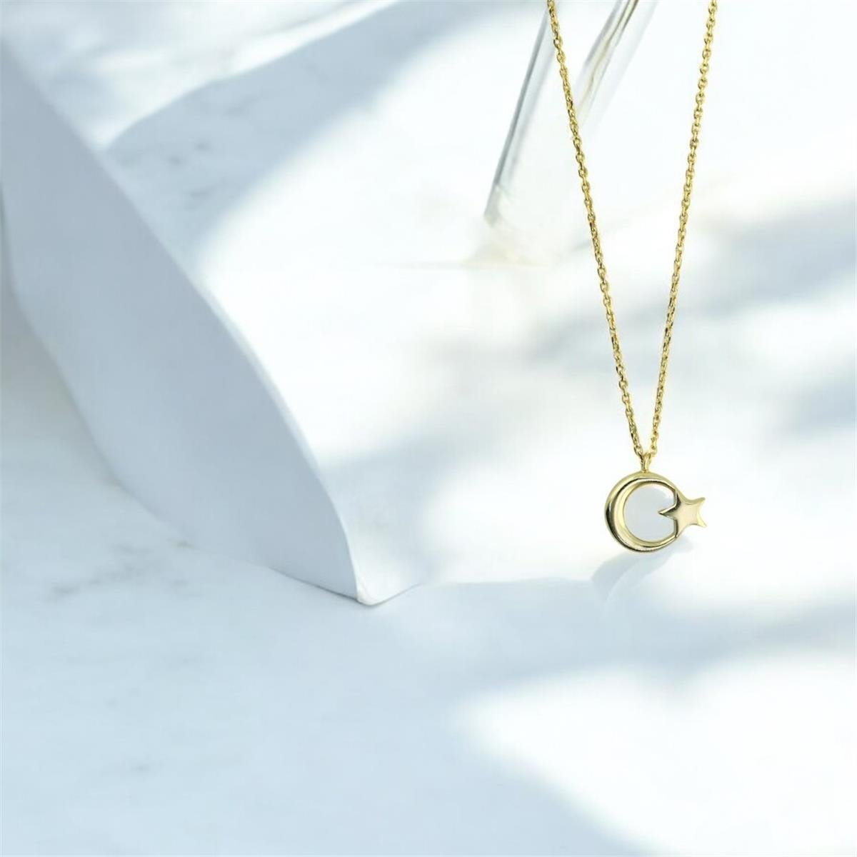 14 Ayar Altın Ayyıldız Kolye  -  0202242