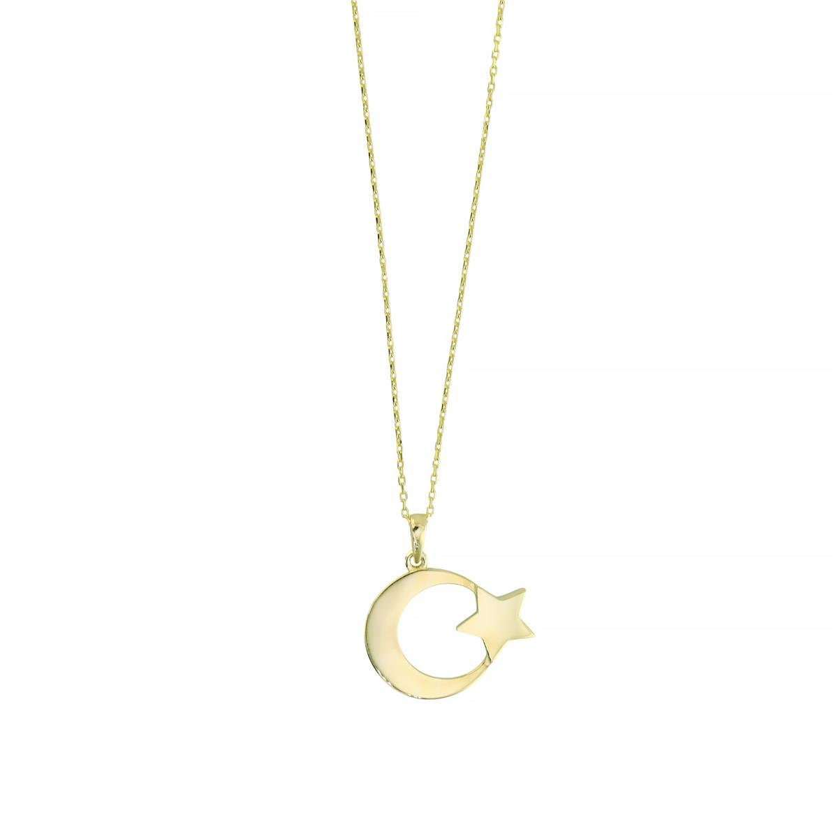 14 Ayar Altın Ayyıldız Kolye  -  0205091