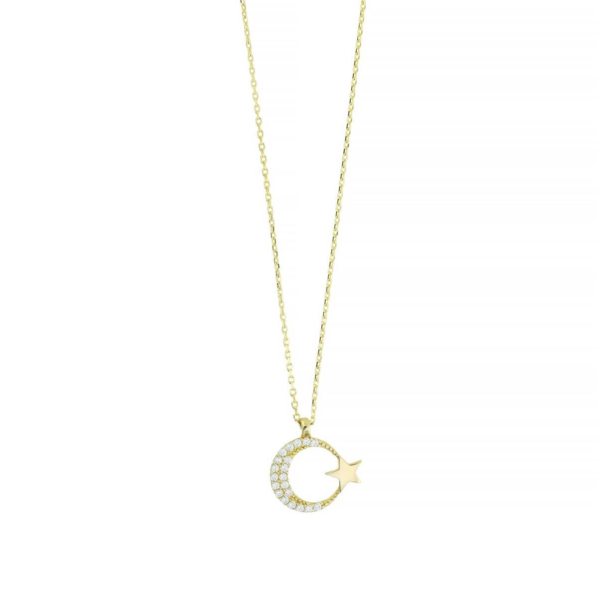 14 Ayar Altın Ayyıldız Kolye  -  0205092