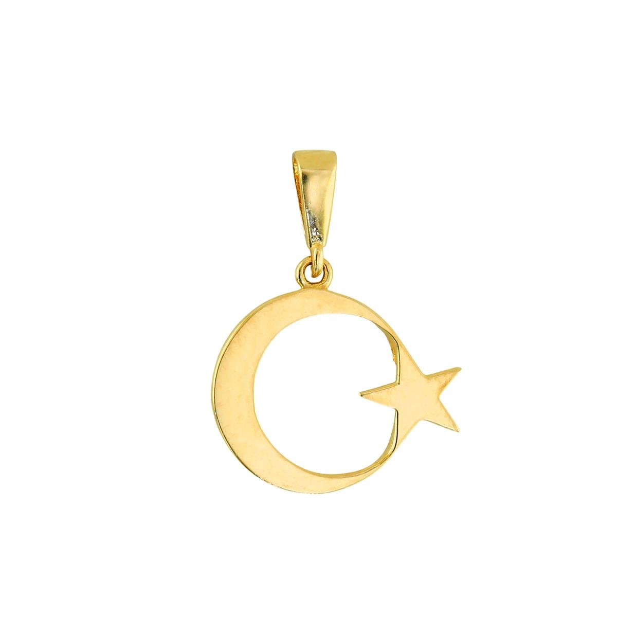 14 Ayar Altın Ayyıldız Kolye Ucu  -  0204410