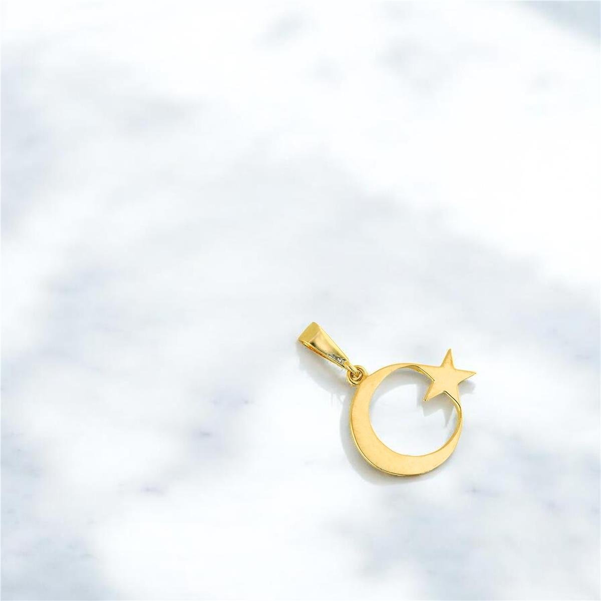 14 Ayar Altın Ayyıldız Kolye Ucu  -  0204410