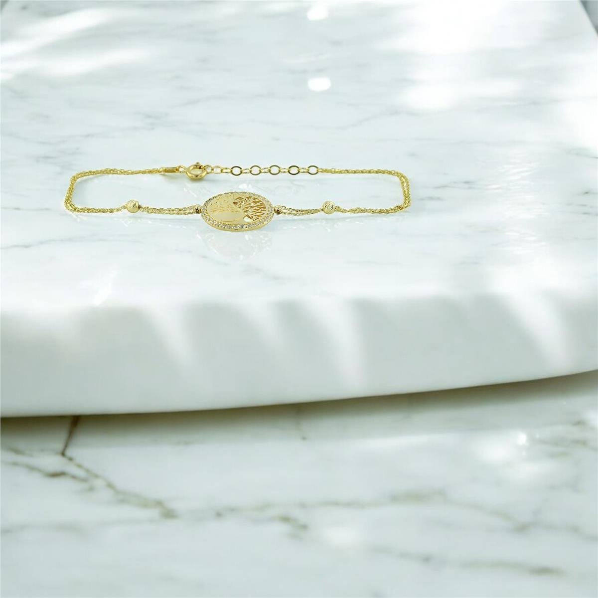 14 Ayar Altın Hayat Ağacı Bileklik  -  0201386