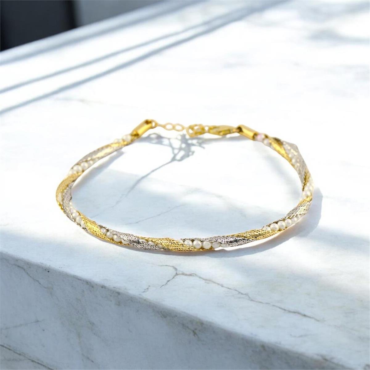 14 Ayar Altın İncili Bileklik  -  0191105