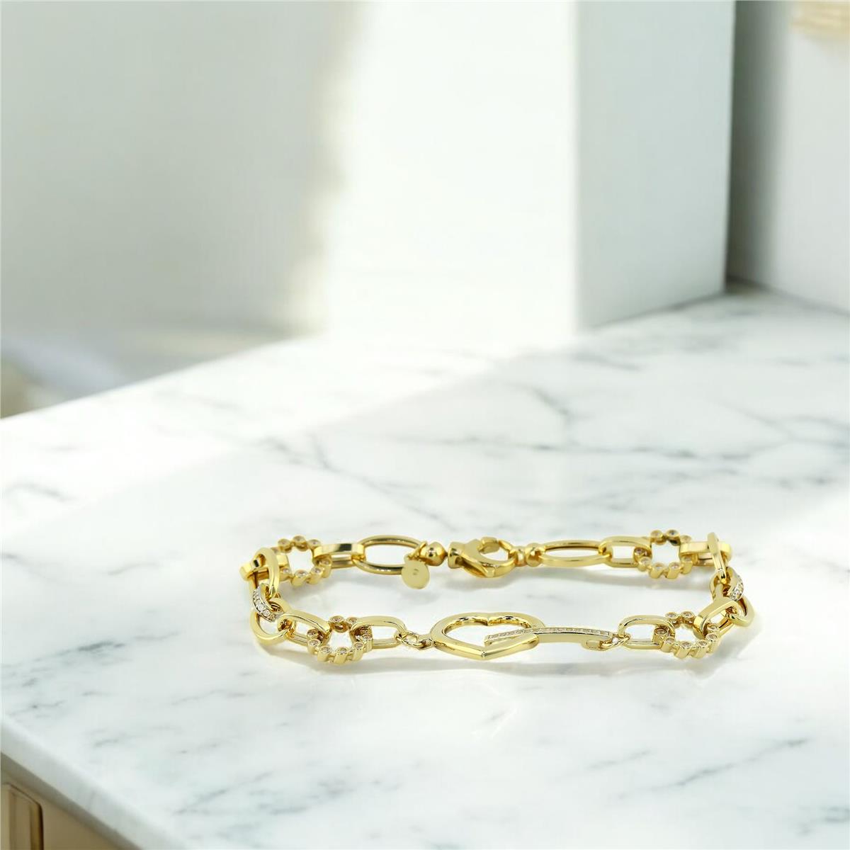 14 Ayar Altın Kalpli Bileklik  -  0194636