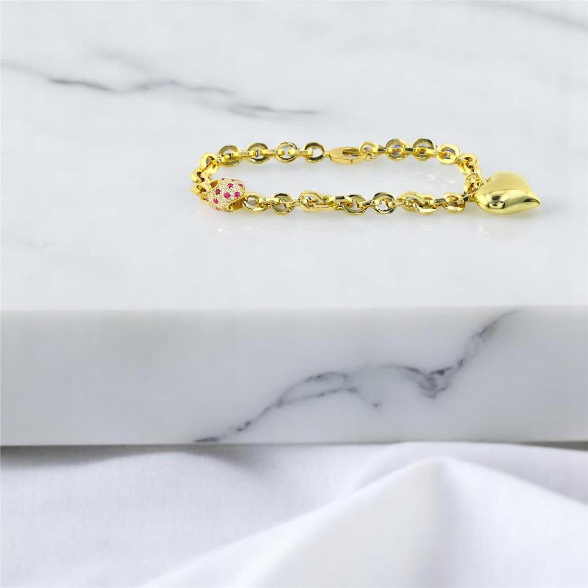 14 Ayar Altın Kalpli Bileklik  -  0195484