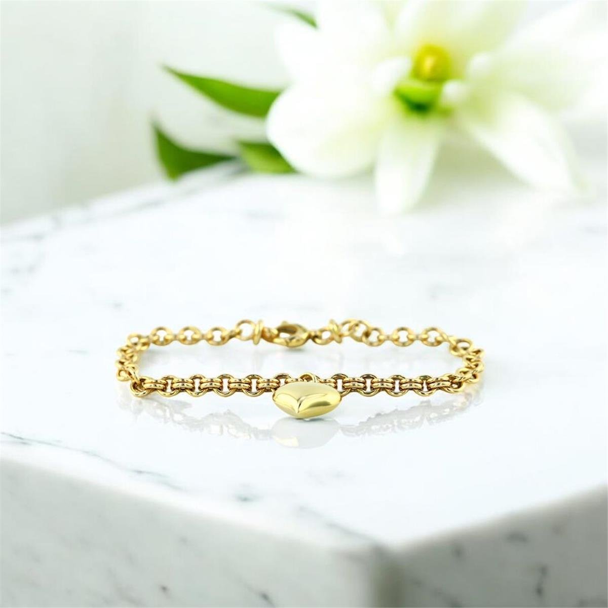14 Ayar Altın Kalpli Bileklik  -  0200914