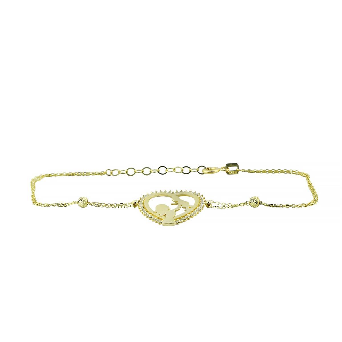 14 Ayar Altın Kalpli Bileklik  -  0201374