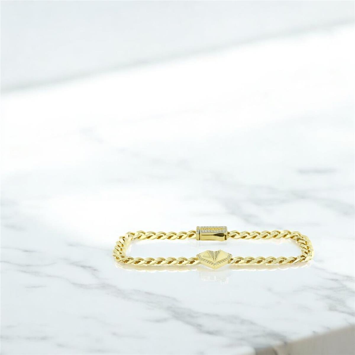 14 Ayar Altın Kalpli Bileklik  -  0205227